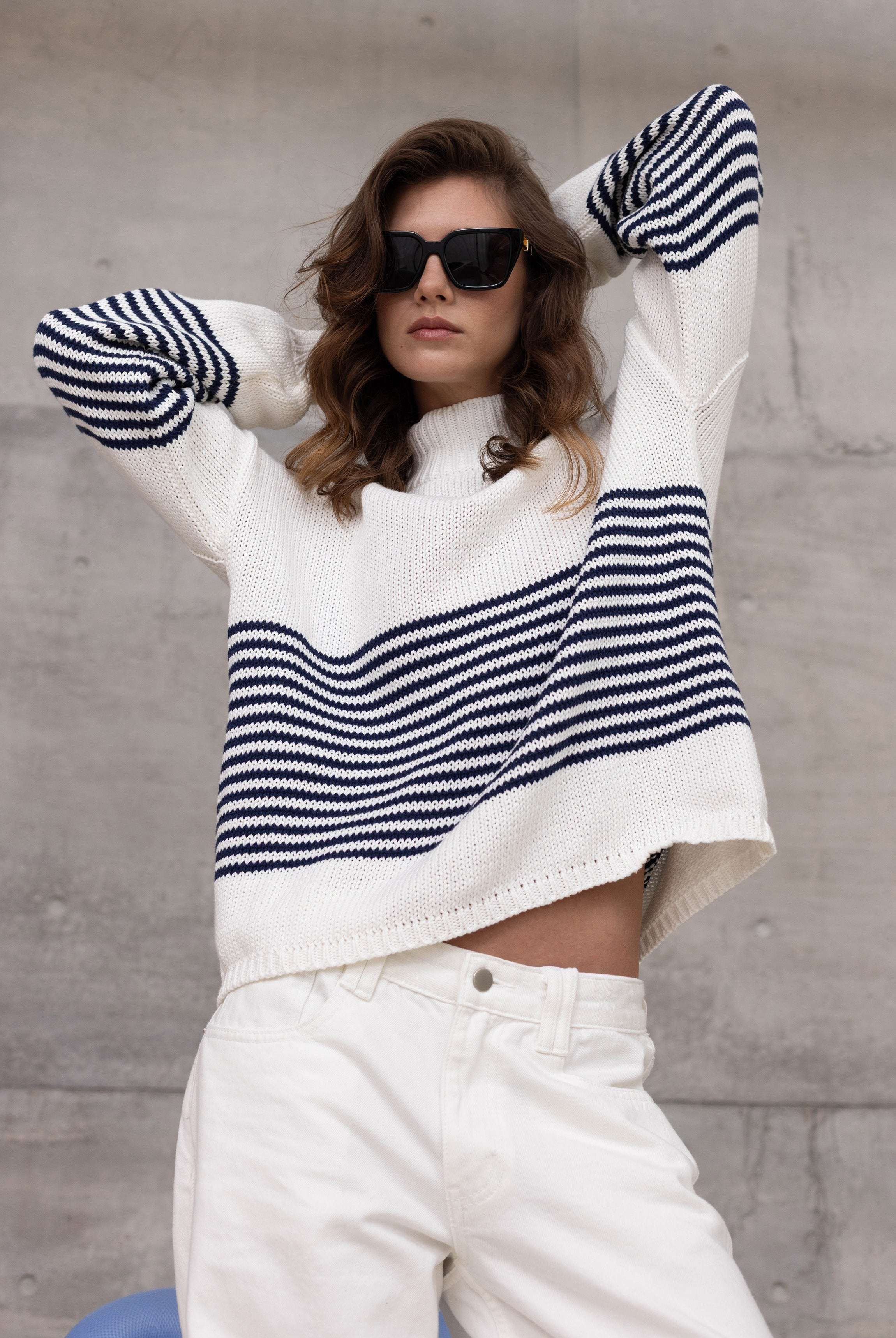 Kiki Jumper - Ivory with Navy Stripe