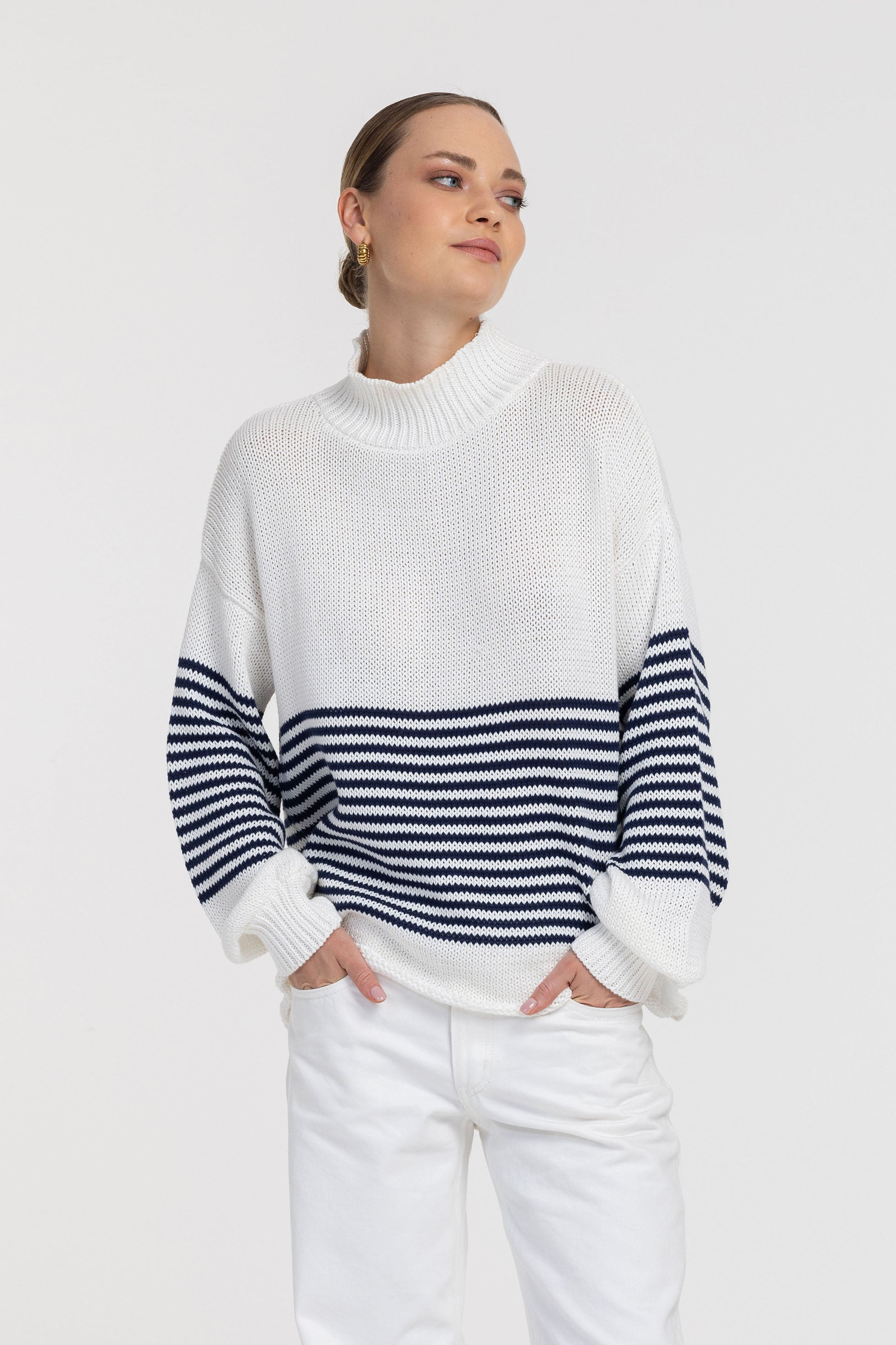 PRE-ORDER Kiki Jumper - Ivory with Navy Stripe