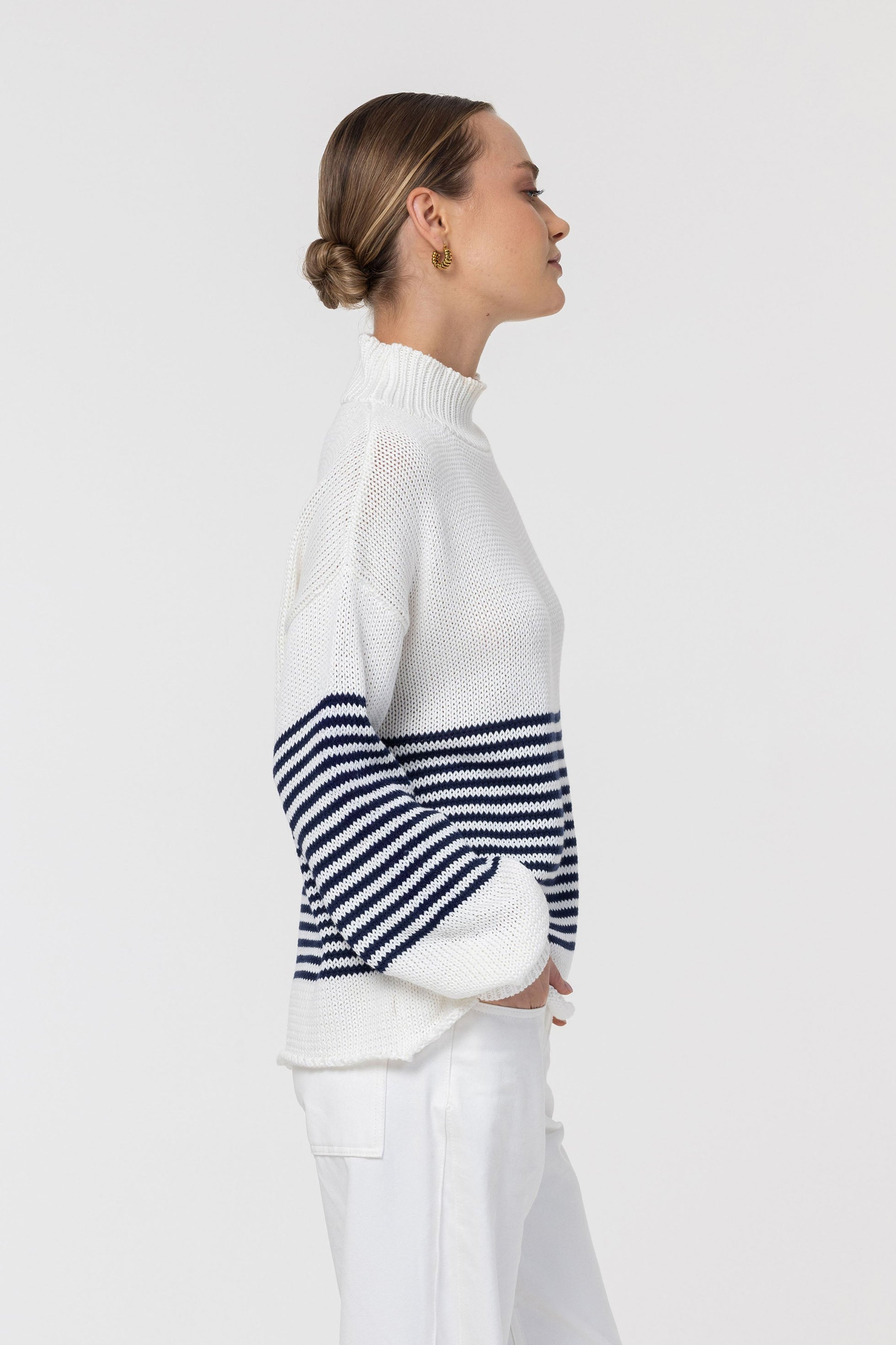 PRE-ORDER Kiki Jumper - Ivory with Navy Stripe