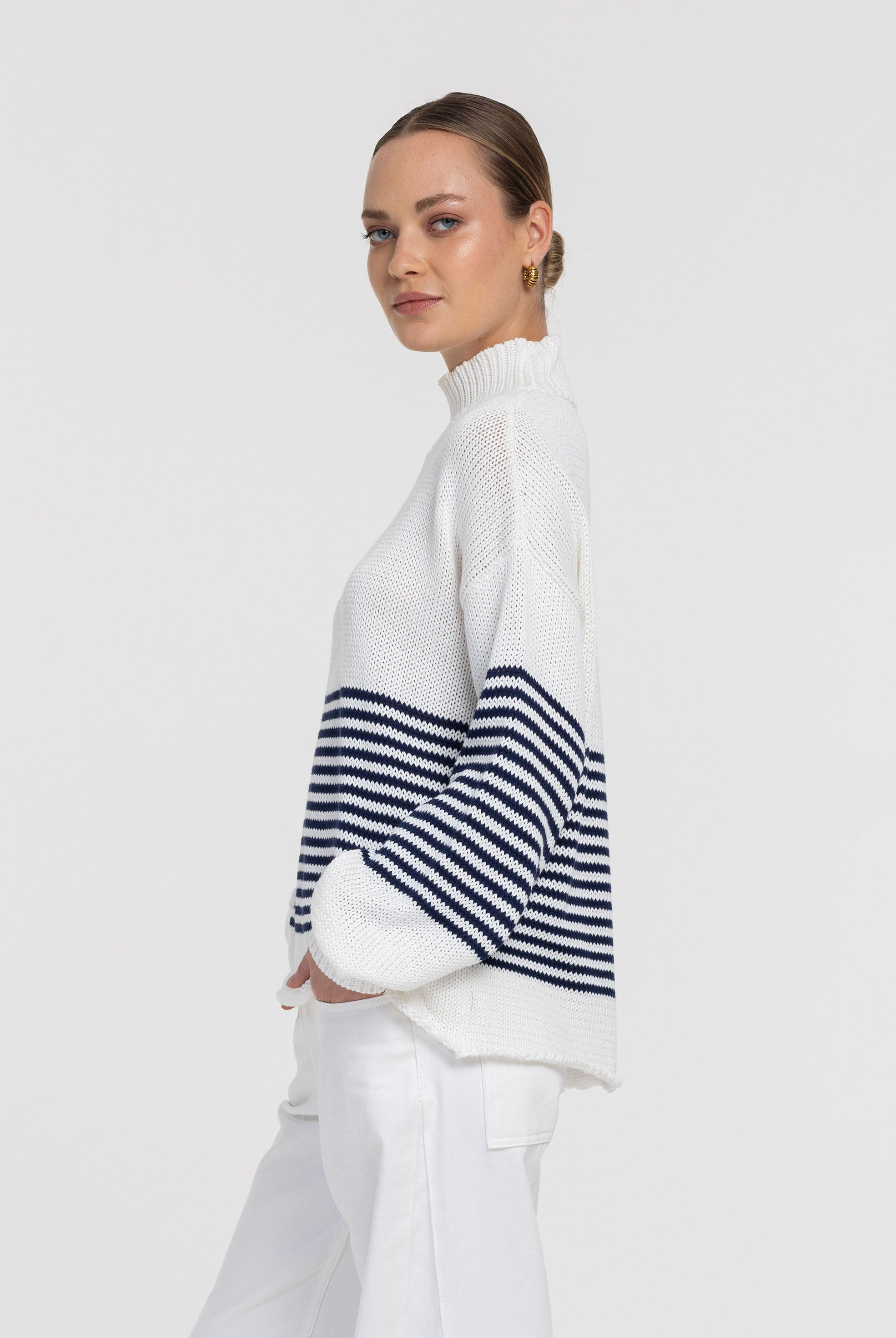 Kiki Jumper - Ivory with Navy Stripe