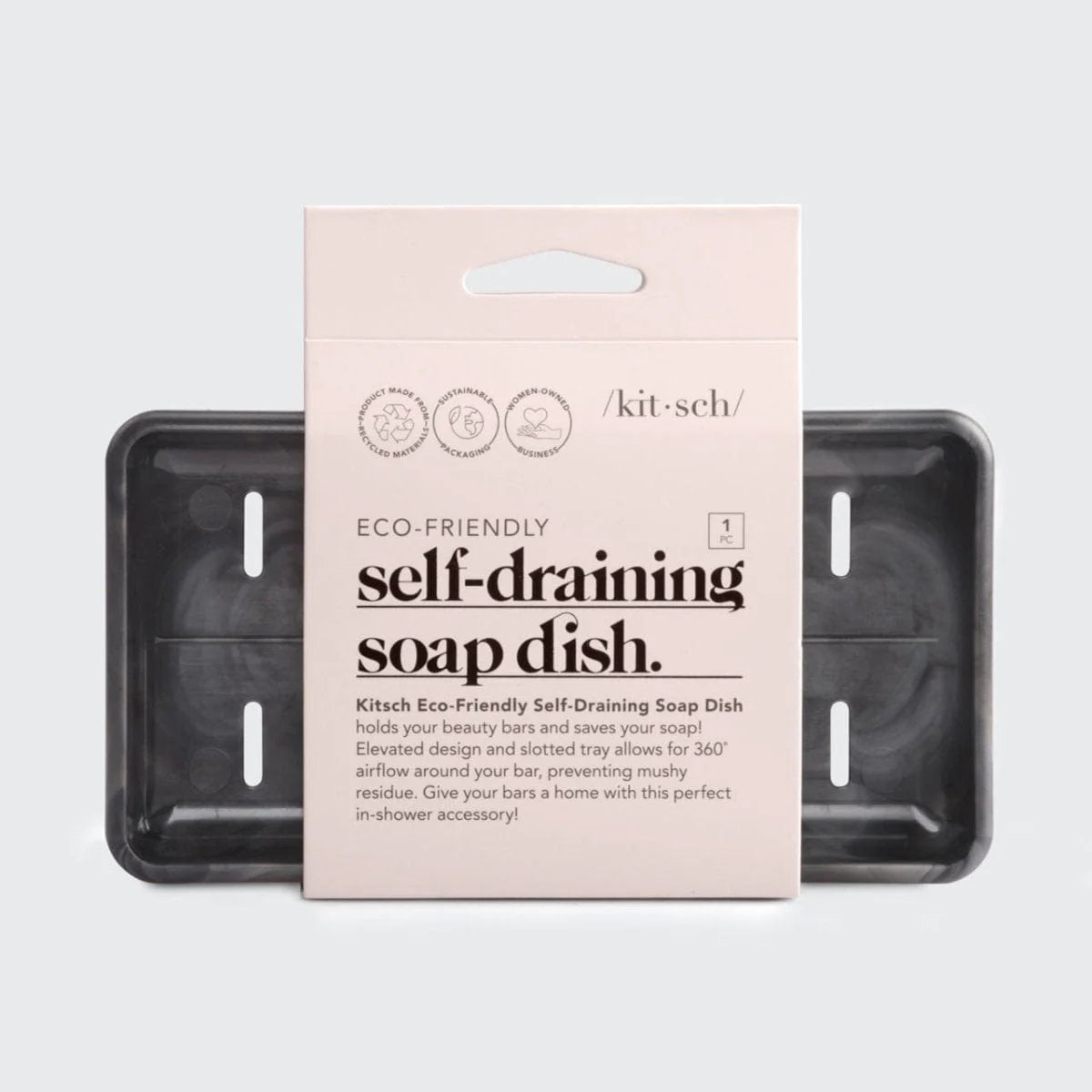 Kitsch Recycled Plastic Self Draining Soap Dish - Black