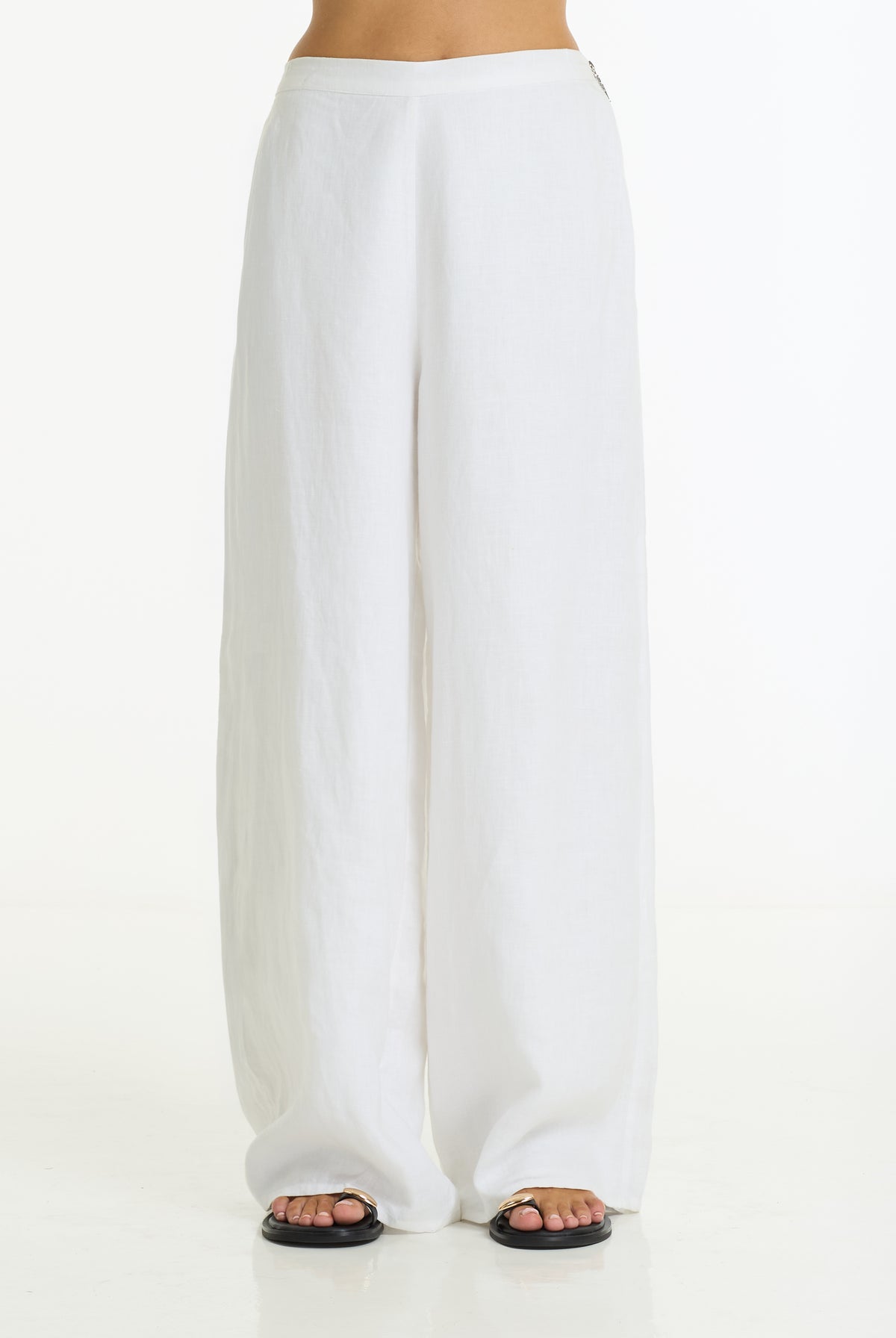 Linen Fever Wide Leg Pant | White
