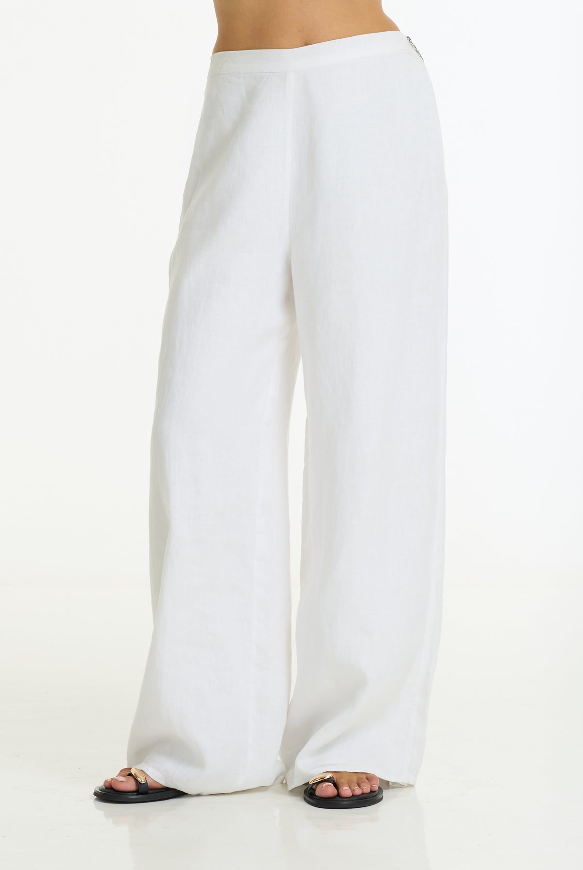 Linen Fever Wide Leg Pant | White