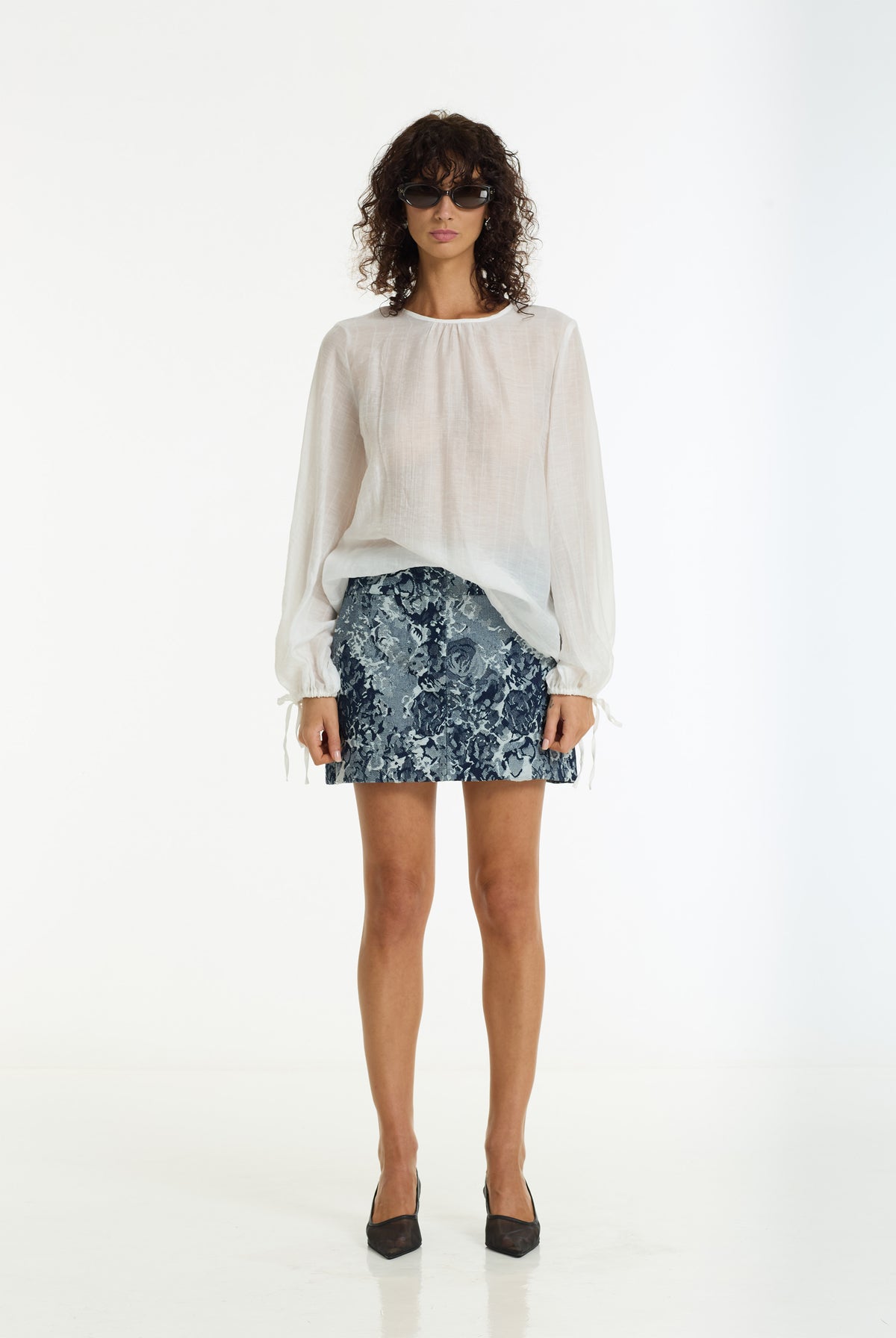Nocturne Floral Mini Skirt | Dark Denim/Ivory