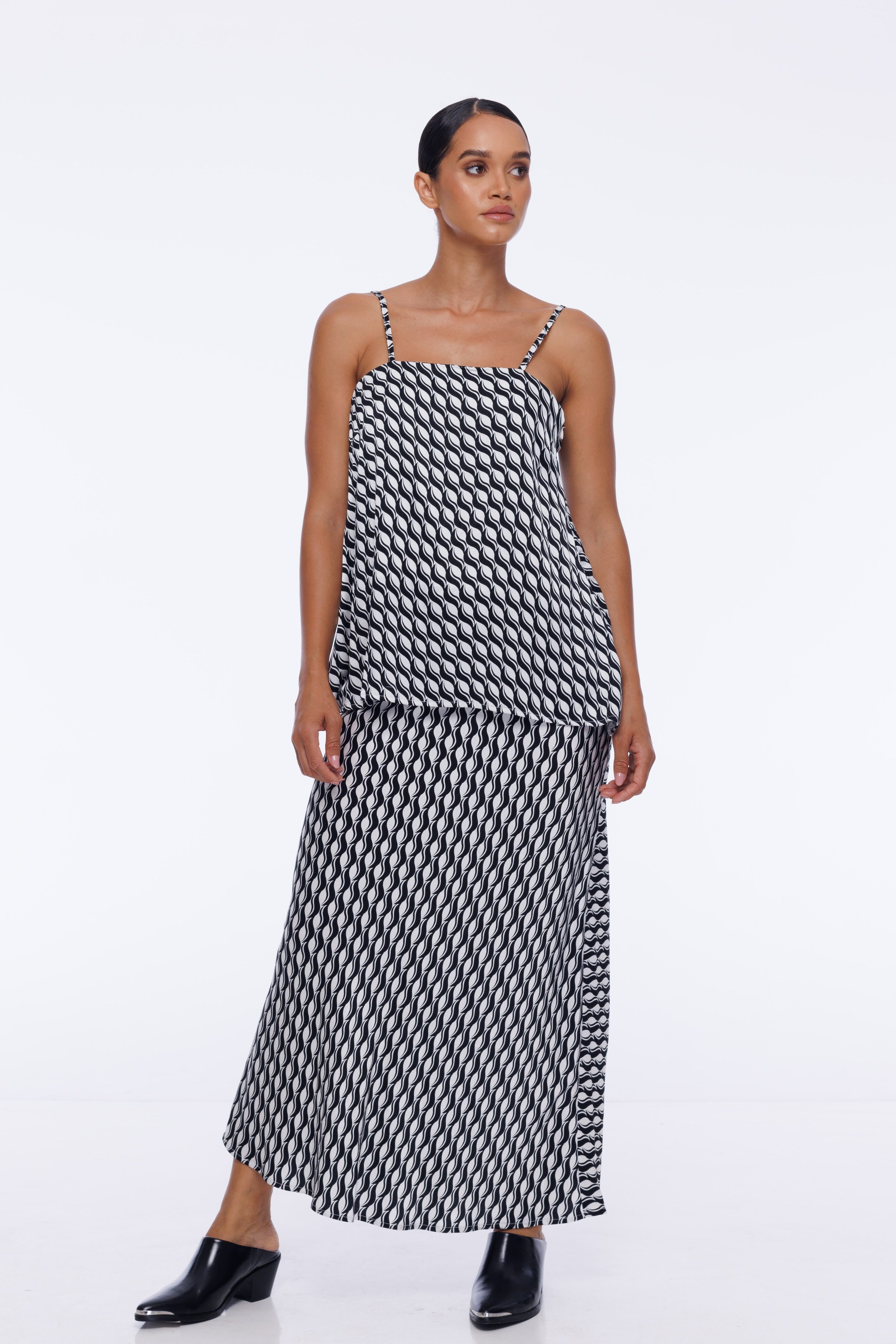 Saturday Skirt - Exclusive Black/White Small Geometric Print