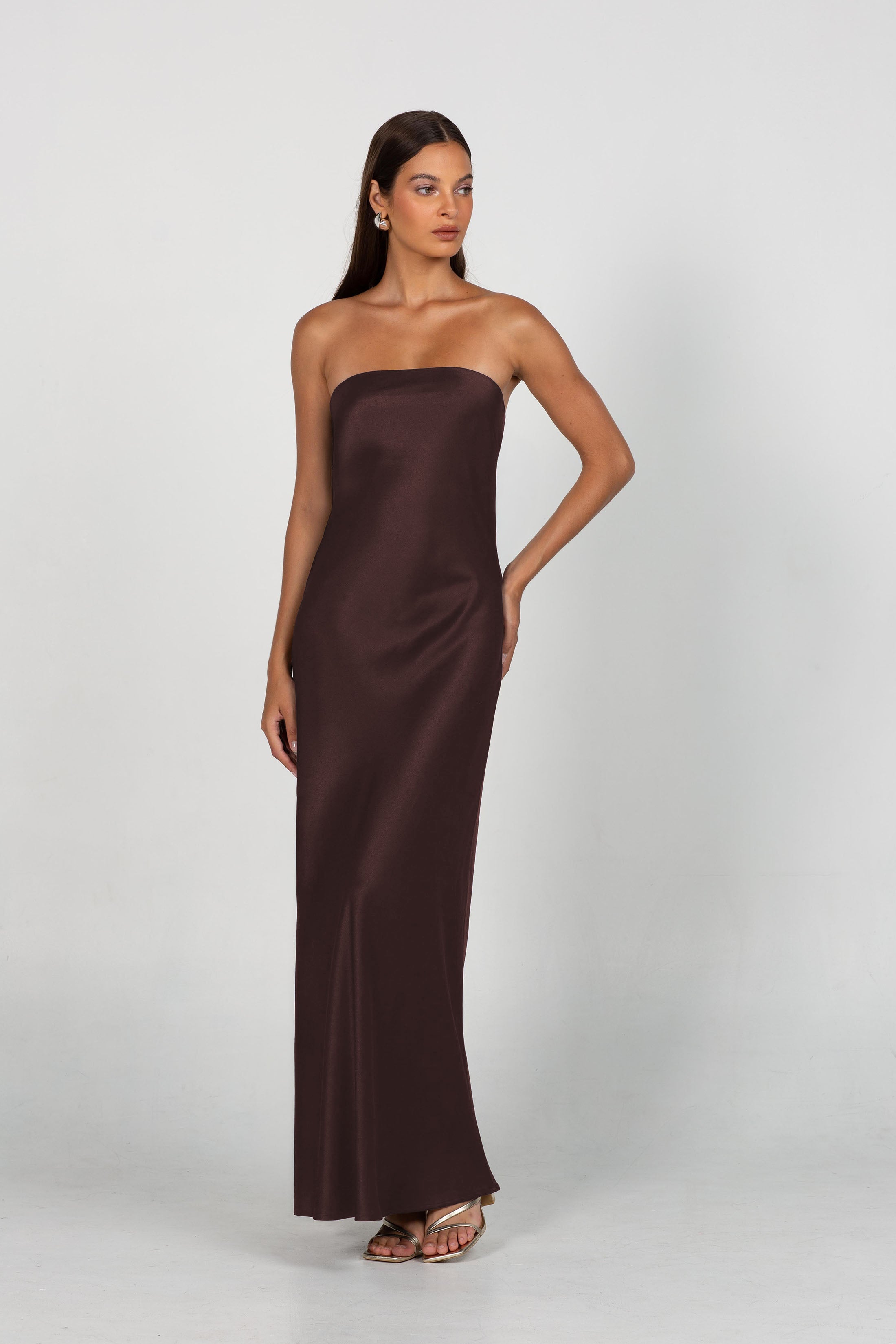 PRE-ORDER - Luminary Bandeau Dress - Chocolate