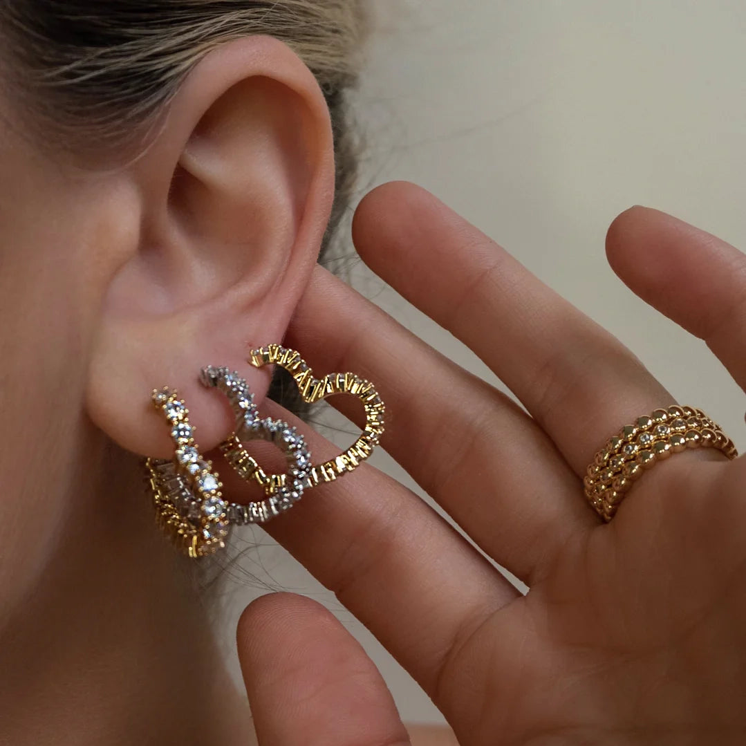 Luv AJ - Diamond Heart Bijoux Hoops - Gold
