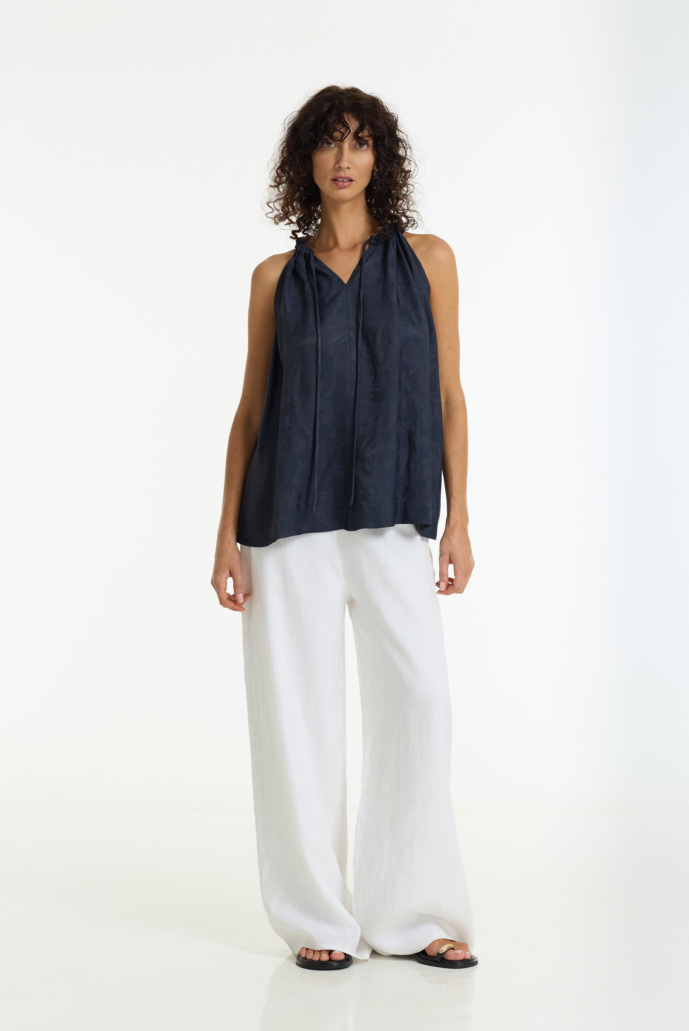 Linen Fever Wide Leg Pant | White