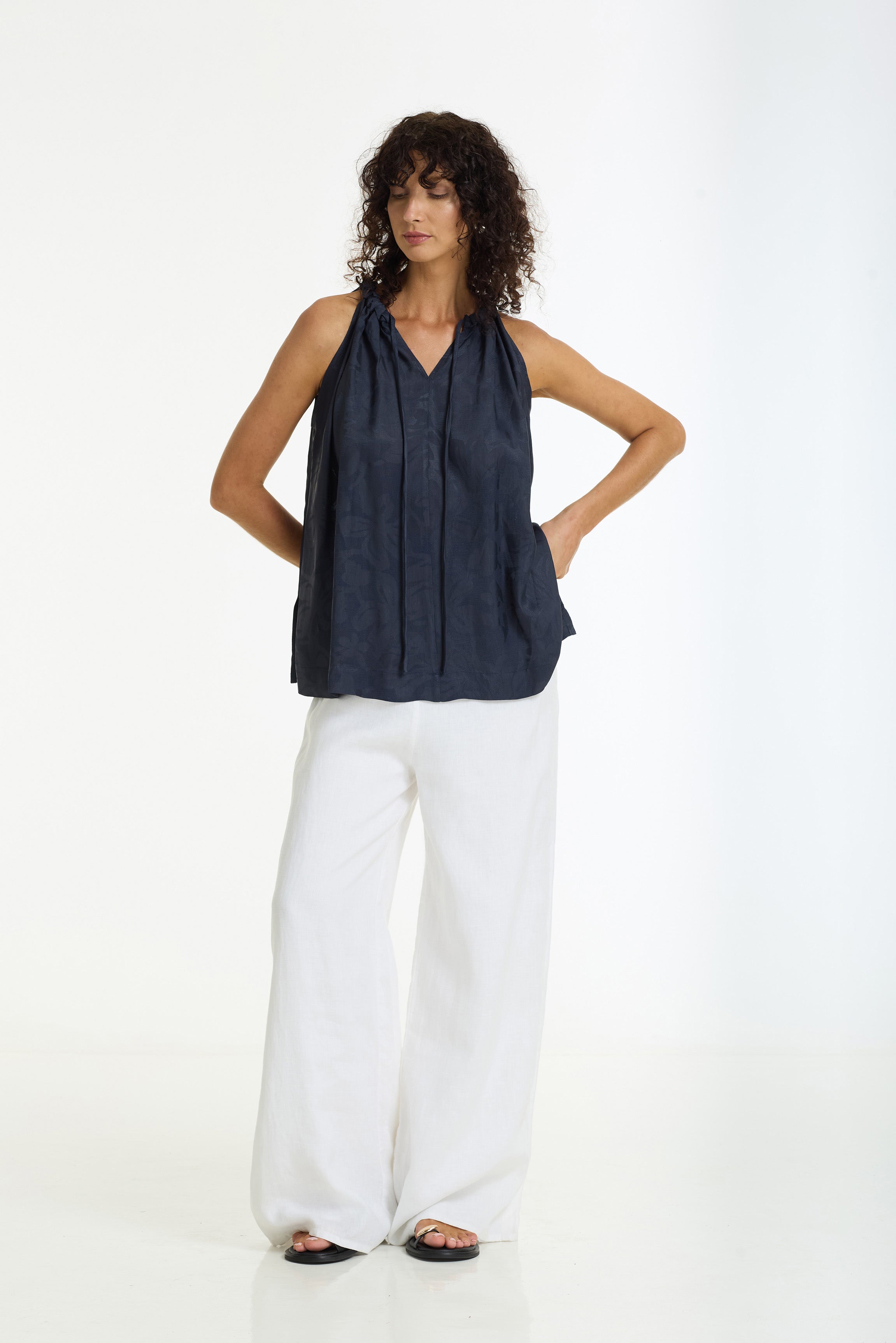 Linen Fever Wide Leg Pant | White