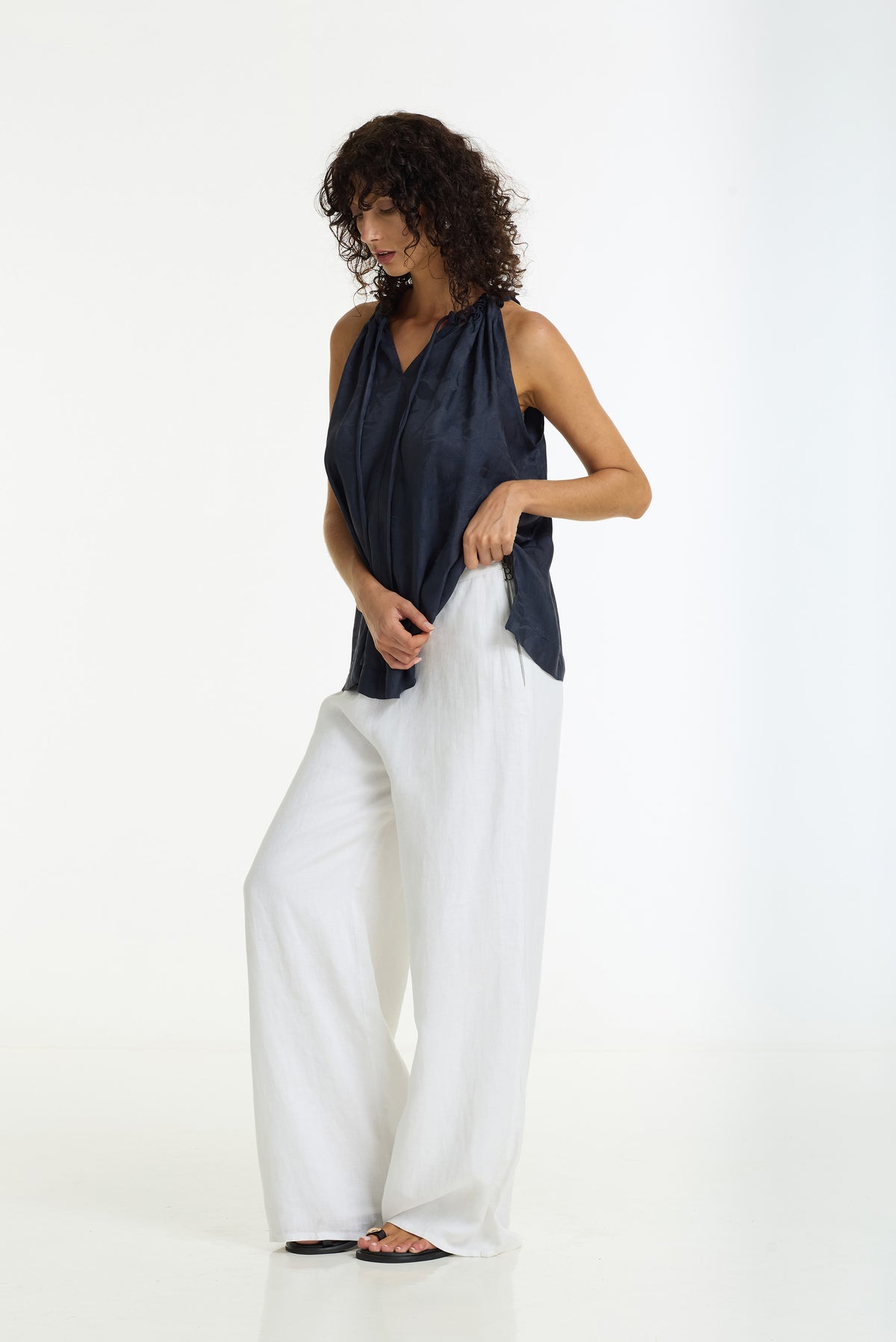 Linen Fever Wide Leg Pant | White