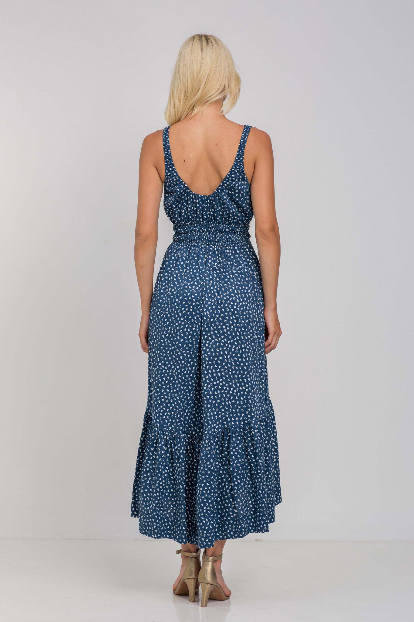 Midnight Whispers Dress - Navy with Ivory Floral