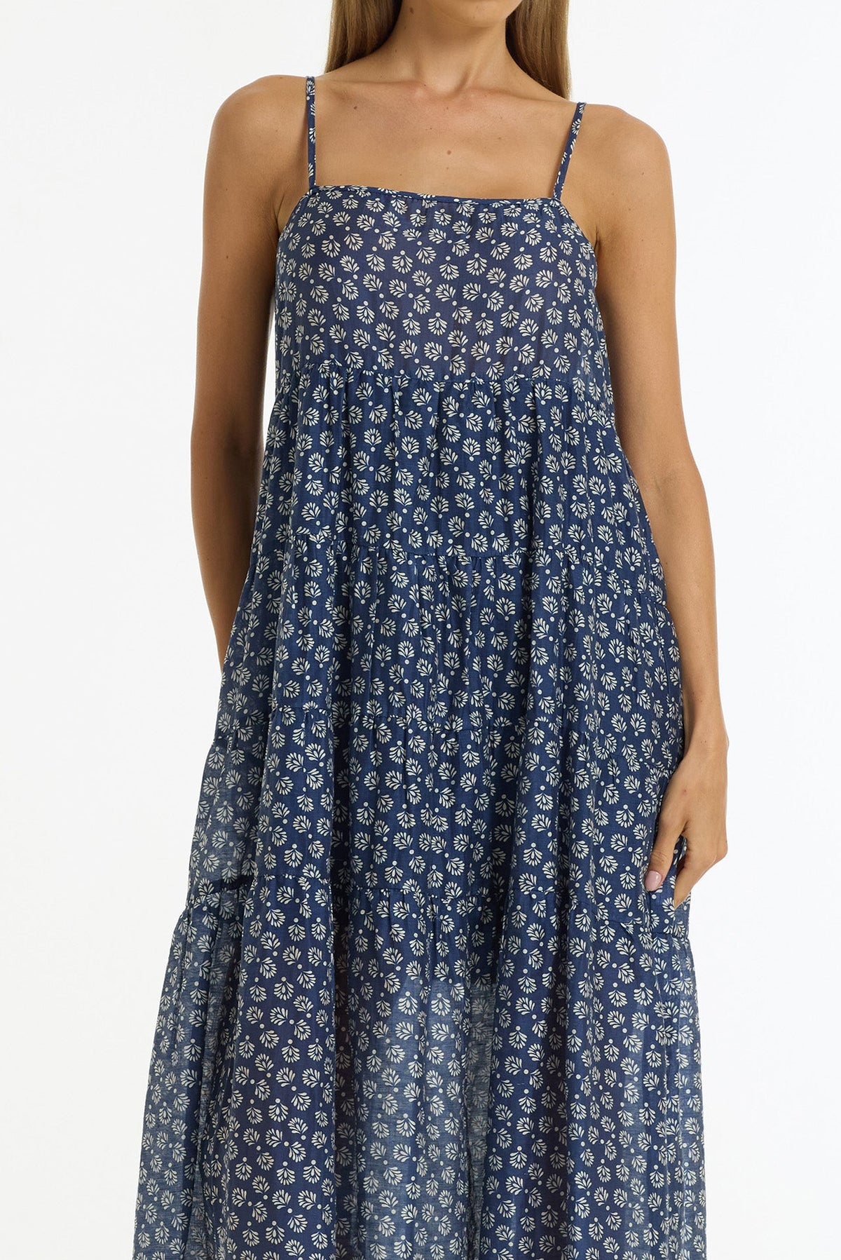 Carmen Dress - Navy / White Print