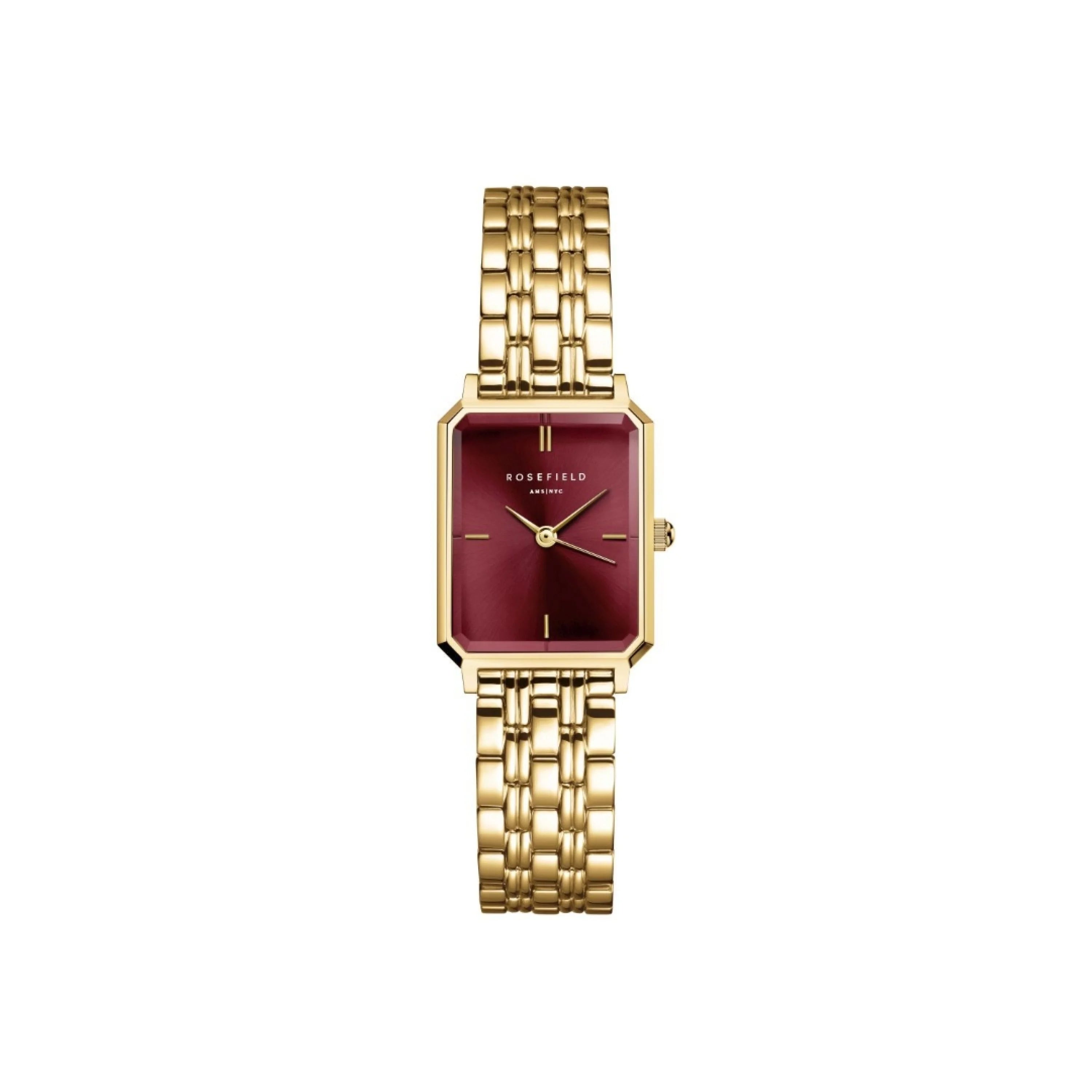 Rosefield - Octagon Sunray Watch - Gold/Burgundy - XS