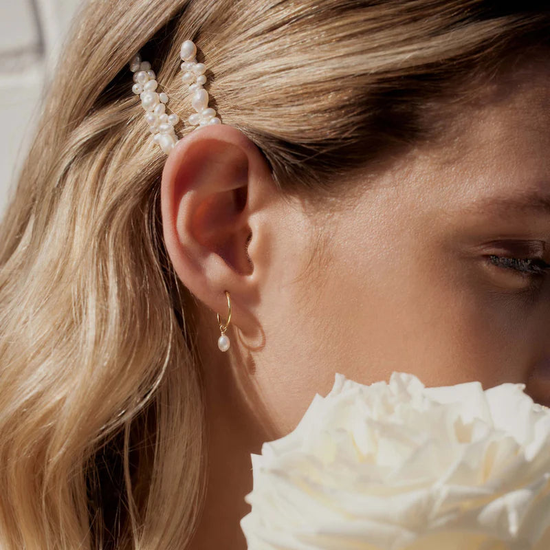 Saint Valentine - Mini Pearl Hoops - Gold