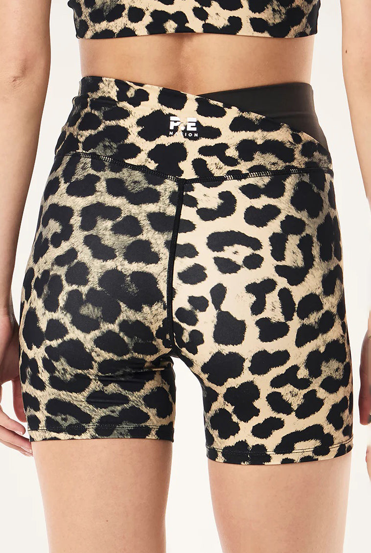 P.E Nation - Wander 5 Inch Bike Short - Leopard Print & Smokestone
