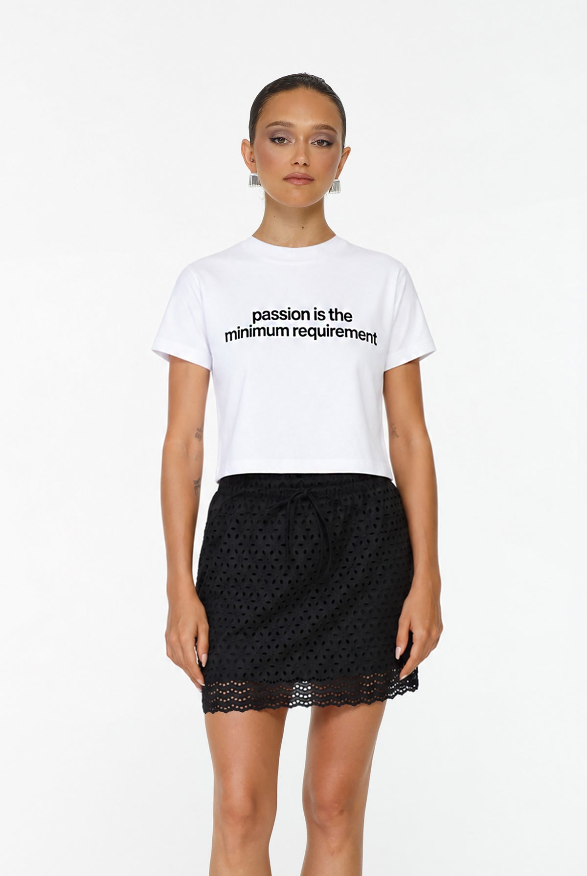 Passion Is The Minimum Cropped Tee | White | Sei Bella by BLAK | PRE-ORDER