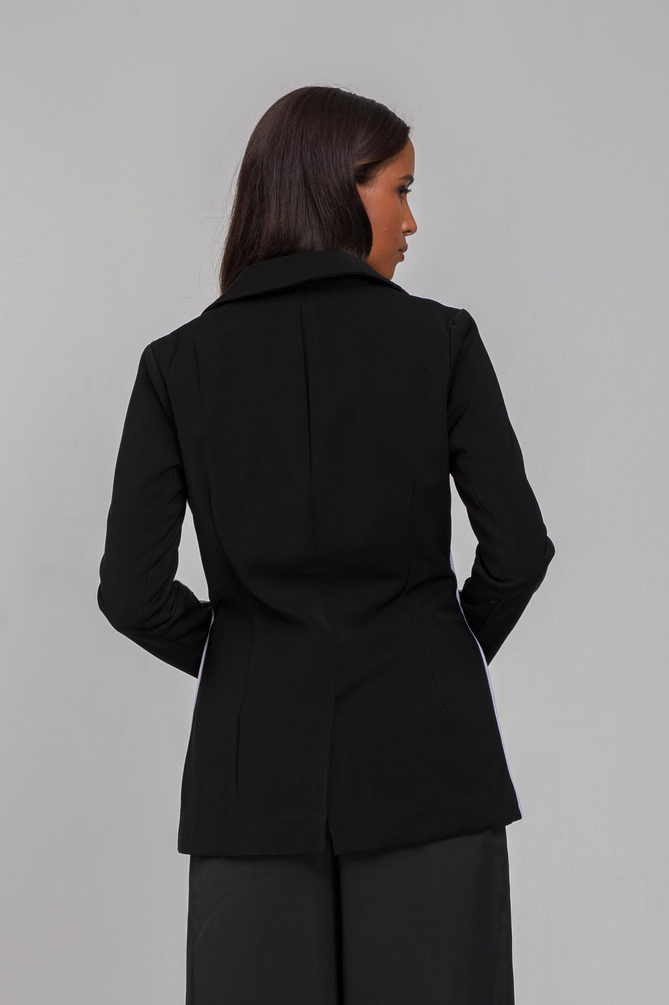 Pipe Dream Blazer - Black with White Piping