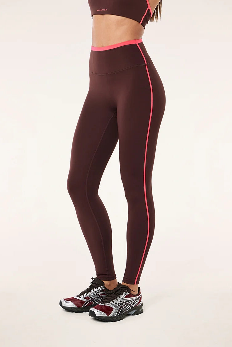 P.E Nation - Radar Full Length Leggings - Mahogany/Diva Pink