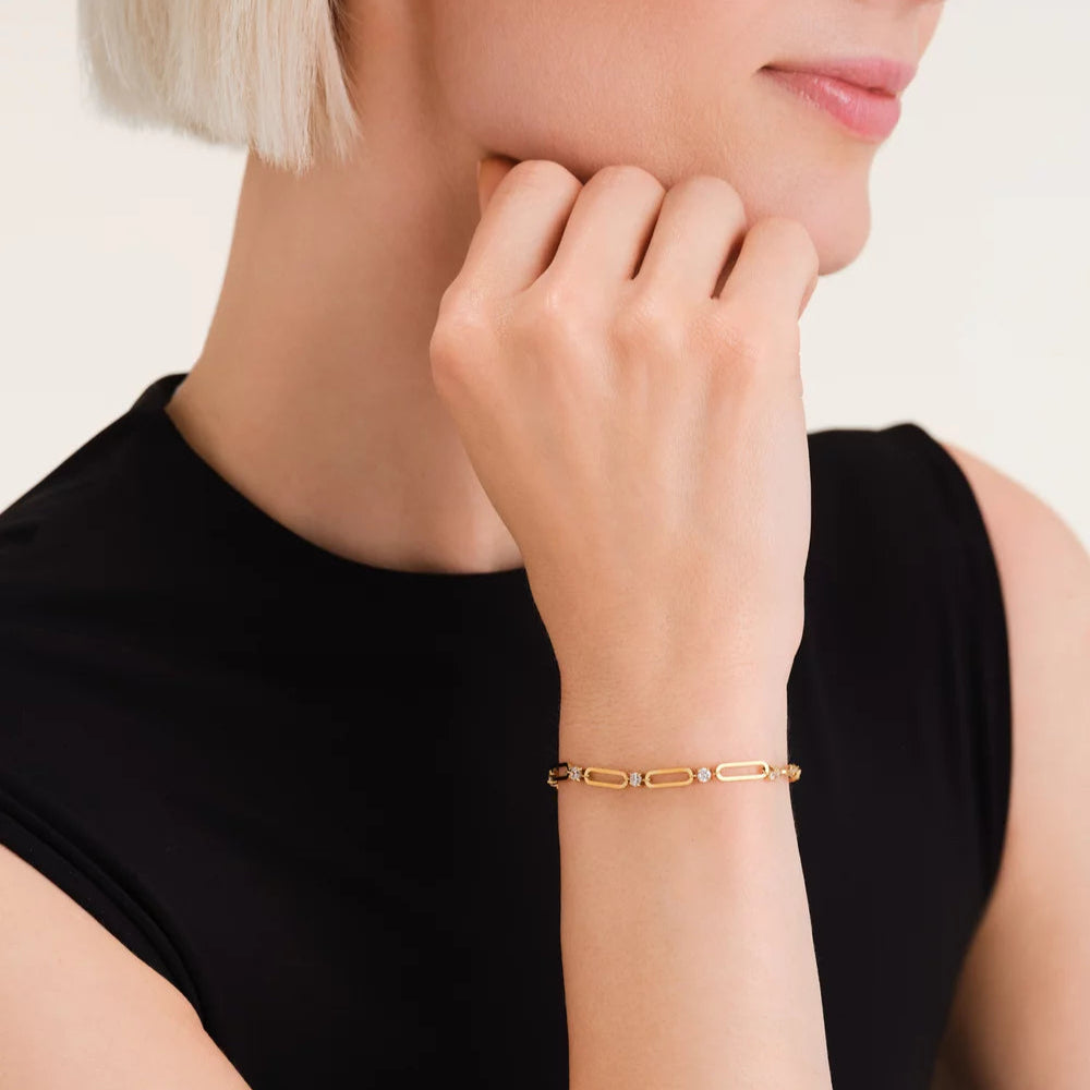 Rosefield - Crystals Paperclip Bracelet - Gold