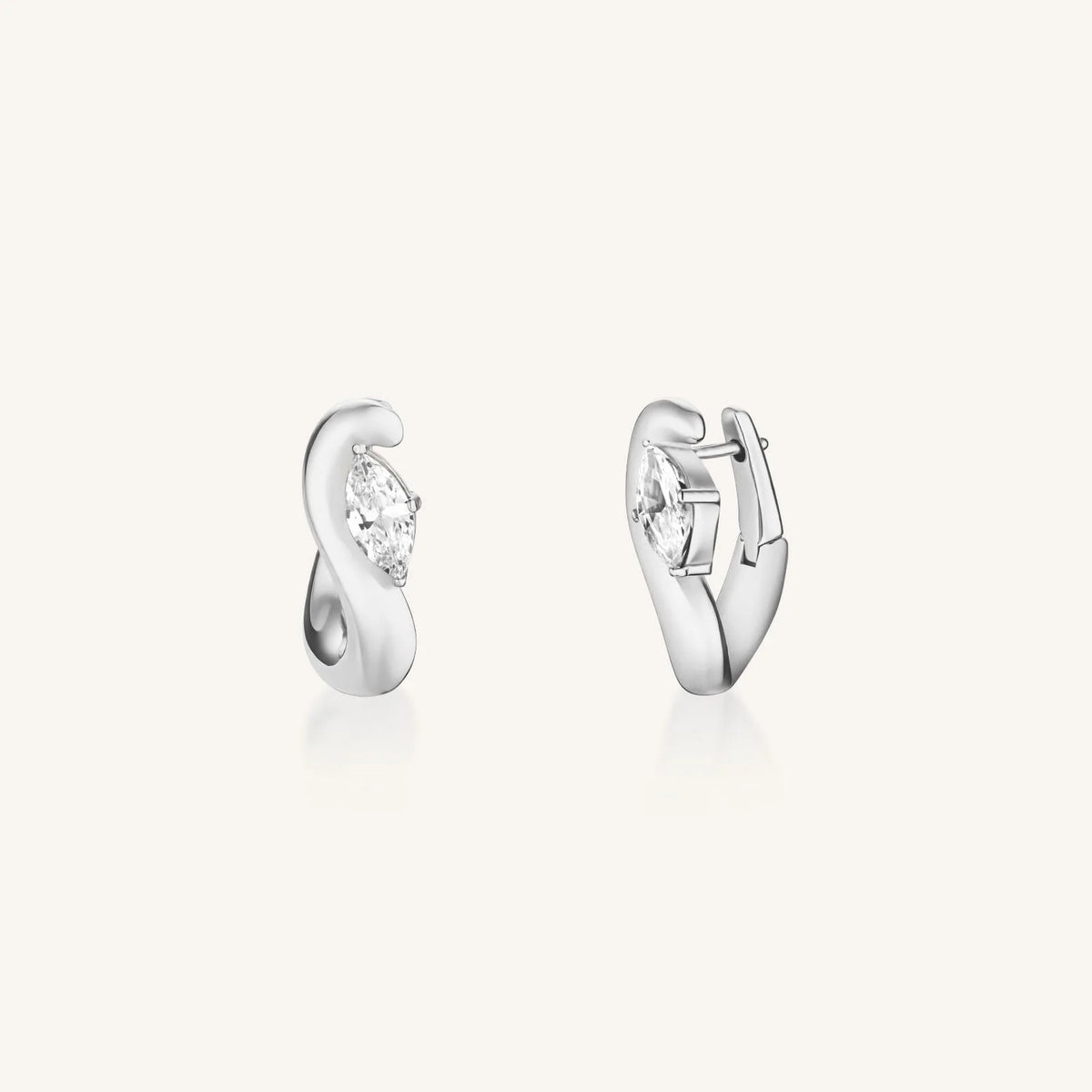 Rosefield - Marquise Wave Hoops - Silver