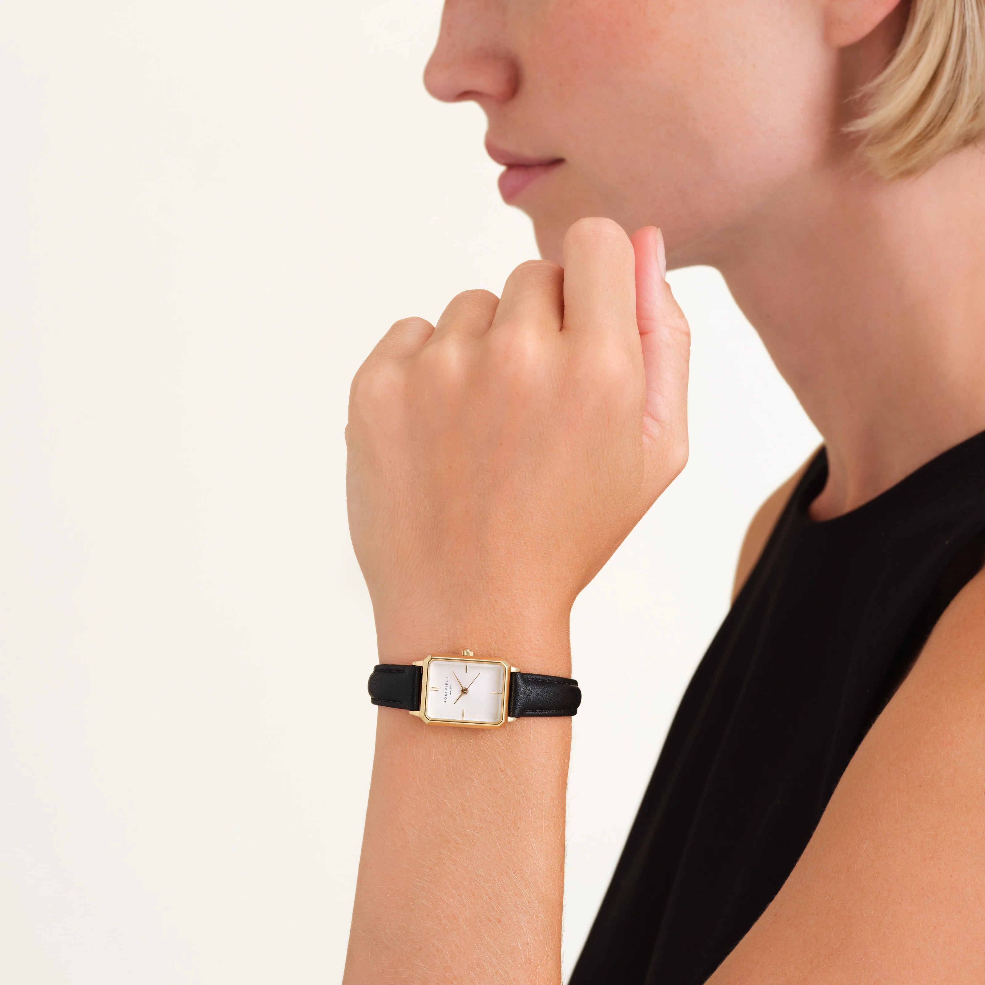 Rosefield - Octagon XS Black Leather Watch