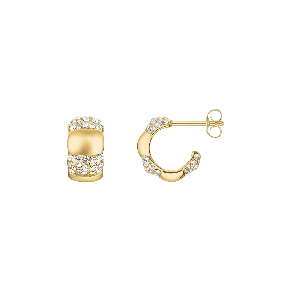 Rosefield Striped Pave Huggies | Gold