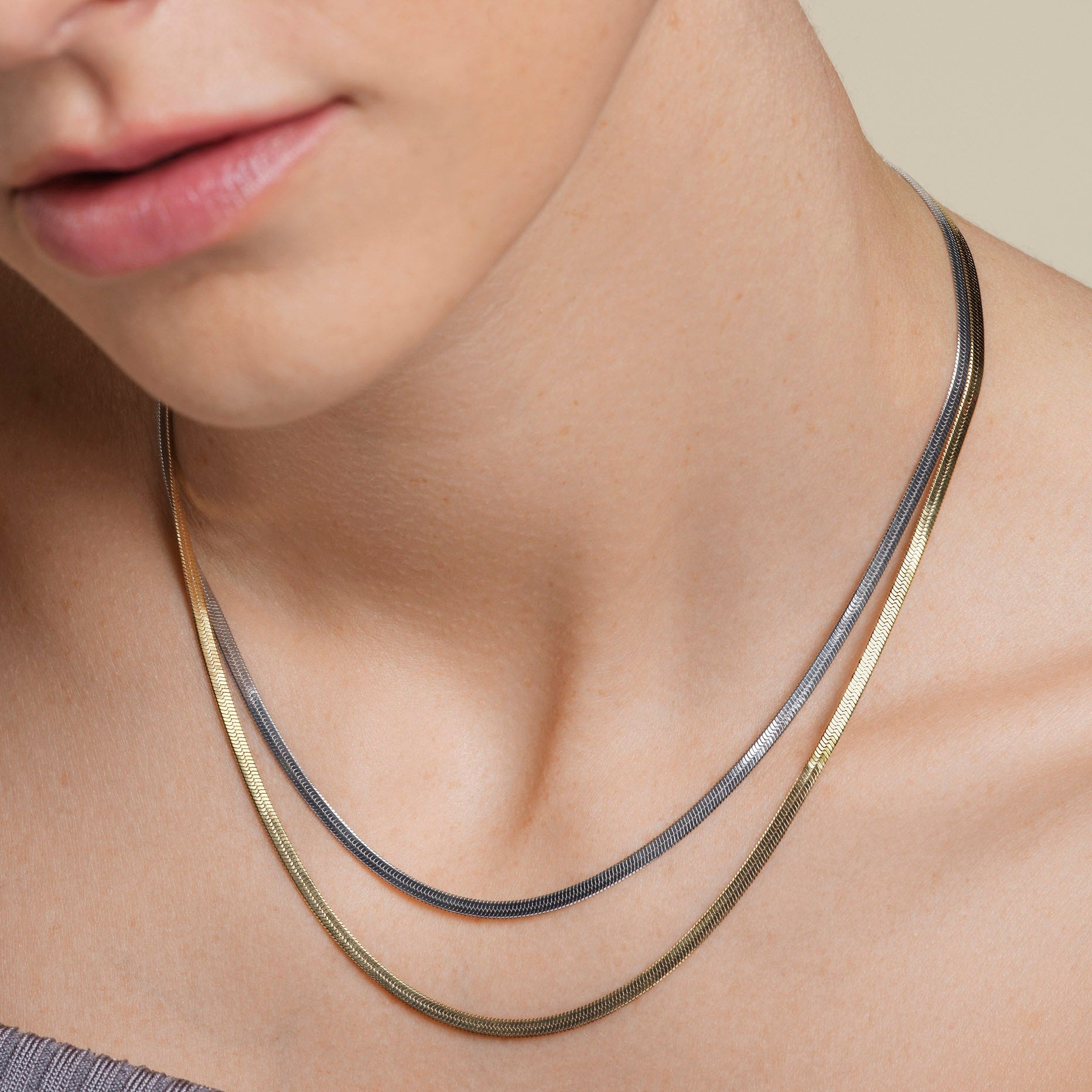 Rosefield - Duotone Snake Necklace - Gold/Silver