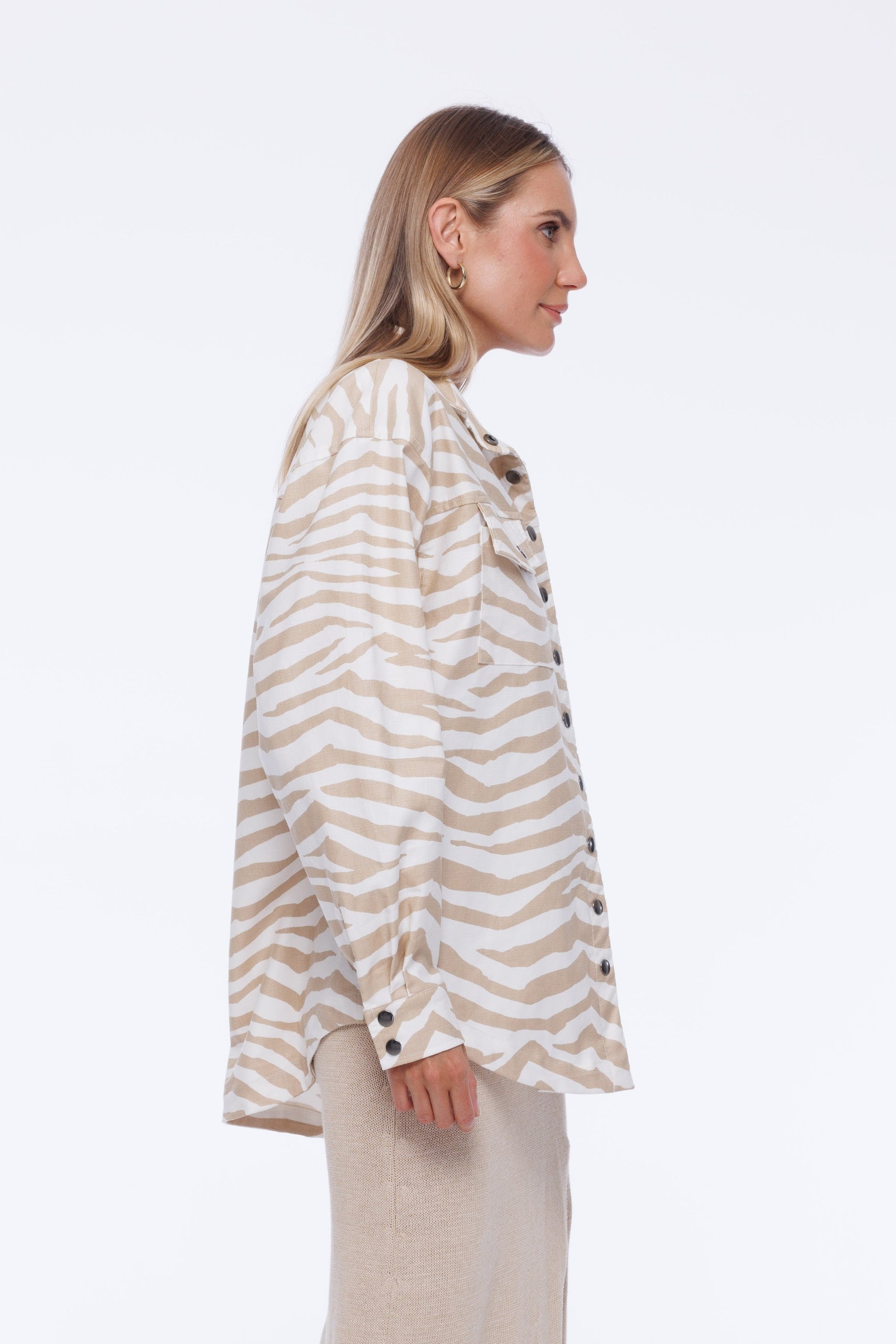 Run Wild Jacket - Ivory/Camel Zebra Print