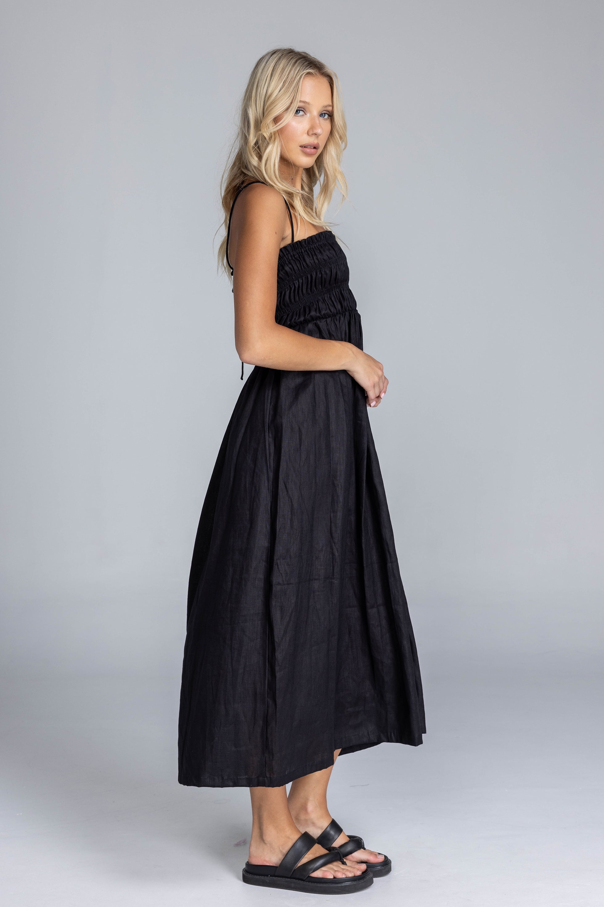 S26/50880 Running Through The Fields Midi Dress - Black