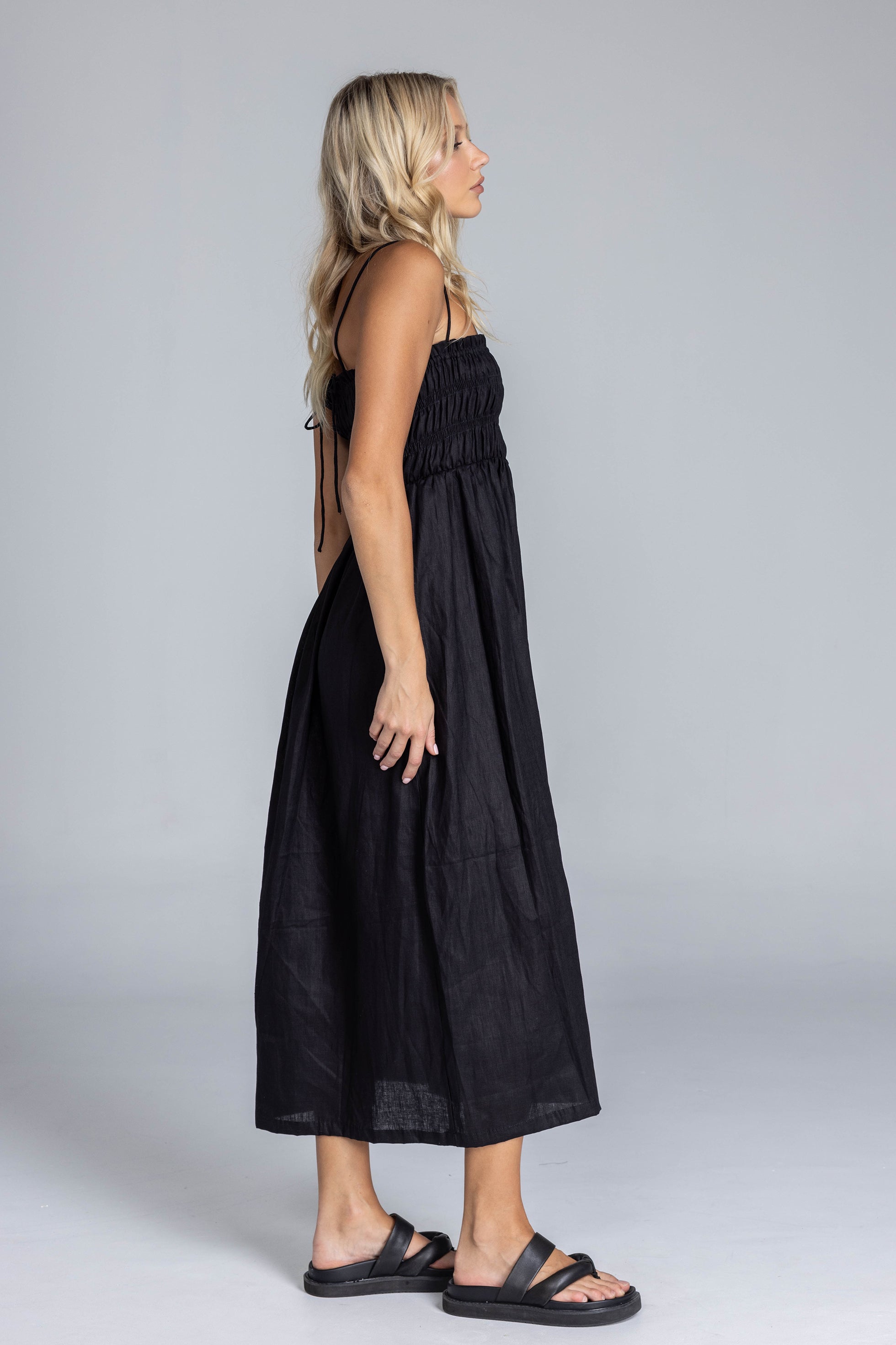 S26/50880 Running Through The Fields Midi Dress - Black