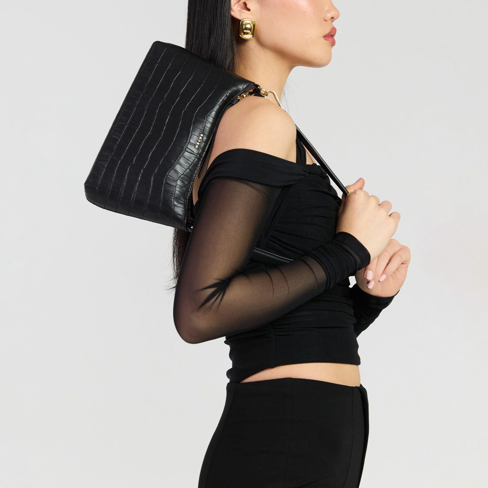 Saben - Haven Shoulder Bag - Black Croc