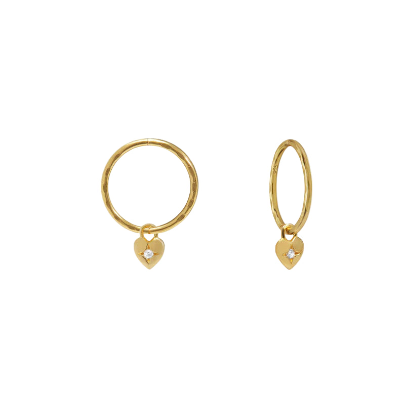 Saint Valentine - Mini Heart Hoops - Gold