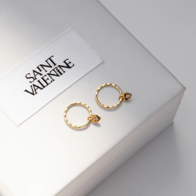 Saint Valentine - Mini Heart Hoops - Gold