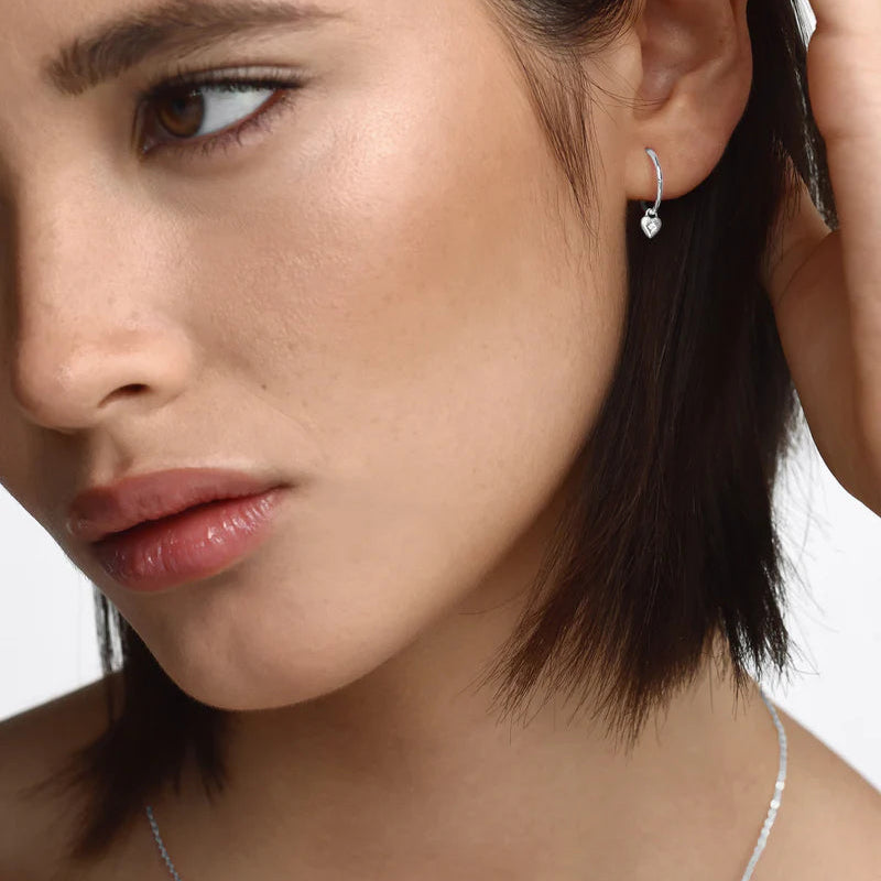 Saint Valentine - Mini Heart Hoops - Silver