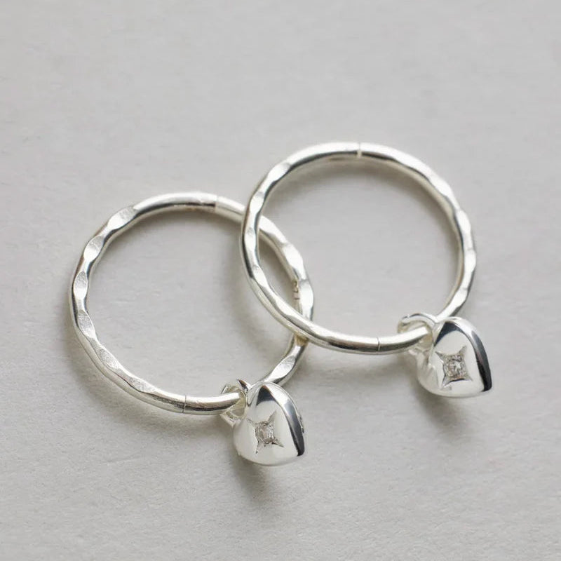 Saint Valentine - Mini Heart Hoops - Silver