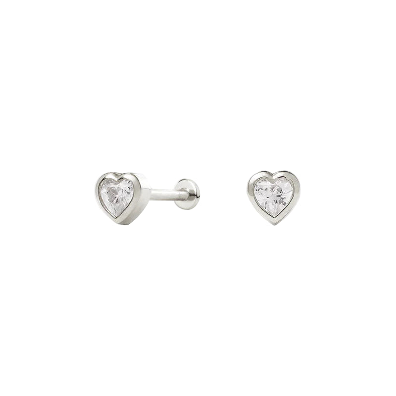 Saint Valentine - True Love Flatback Studs - Silver