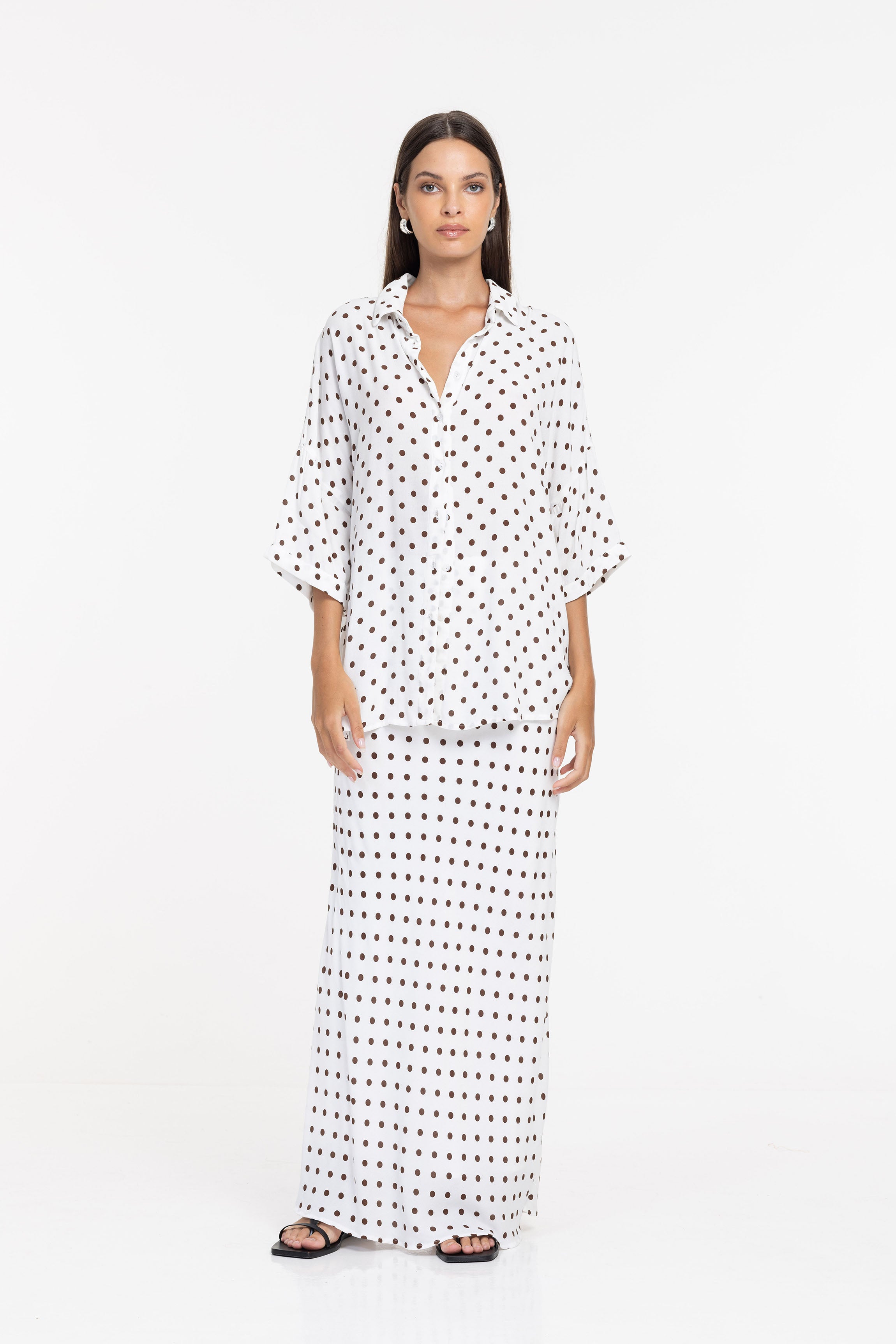 Santiago Shirt - Ivory with Chocolate Spot