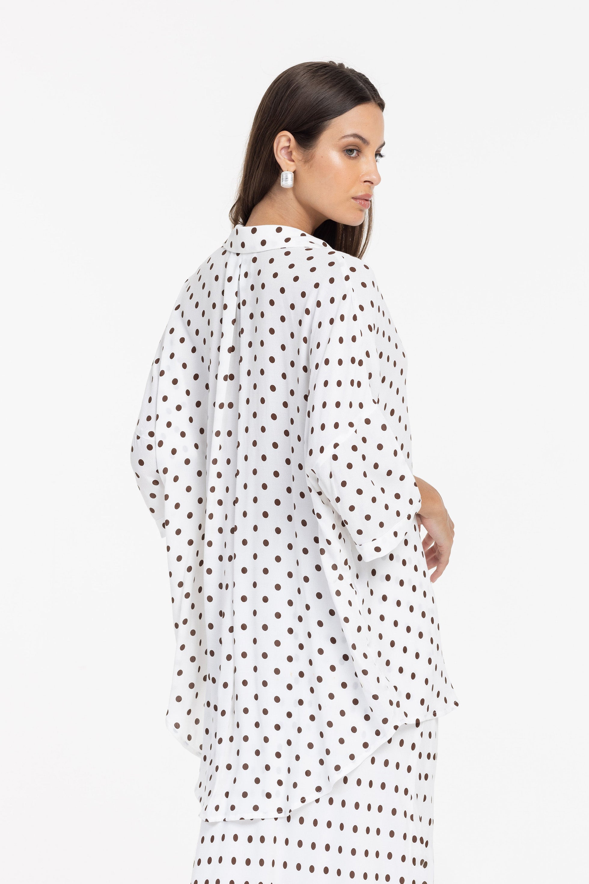 Santiago Shirt - Ivory with Chocolate Spot