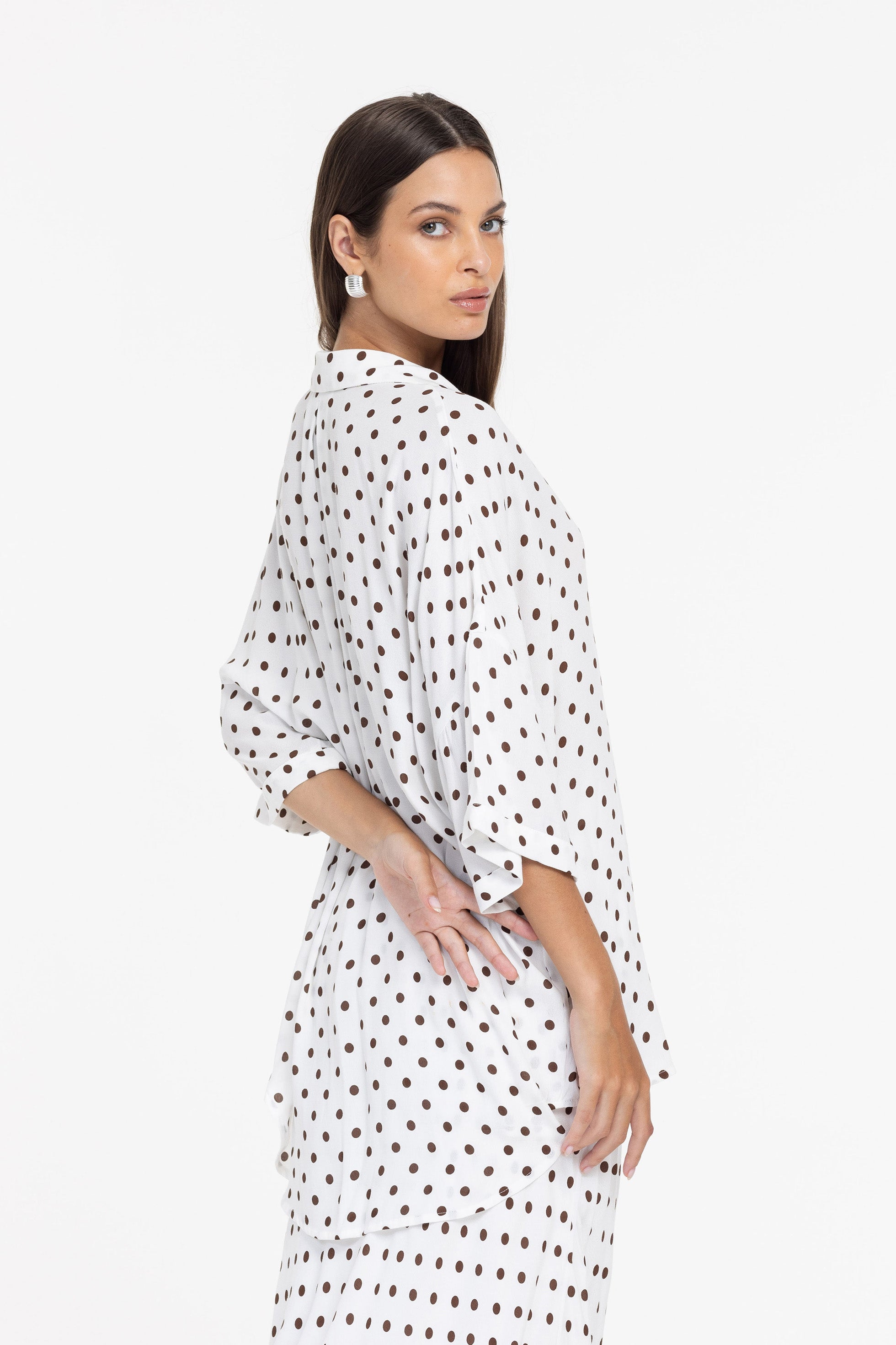 Santiago Shirt - Ivory with Chocolate Spot