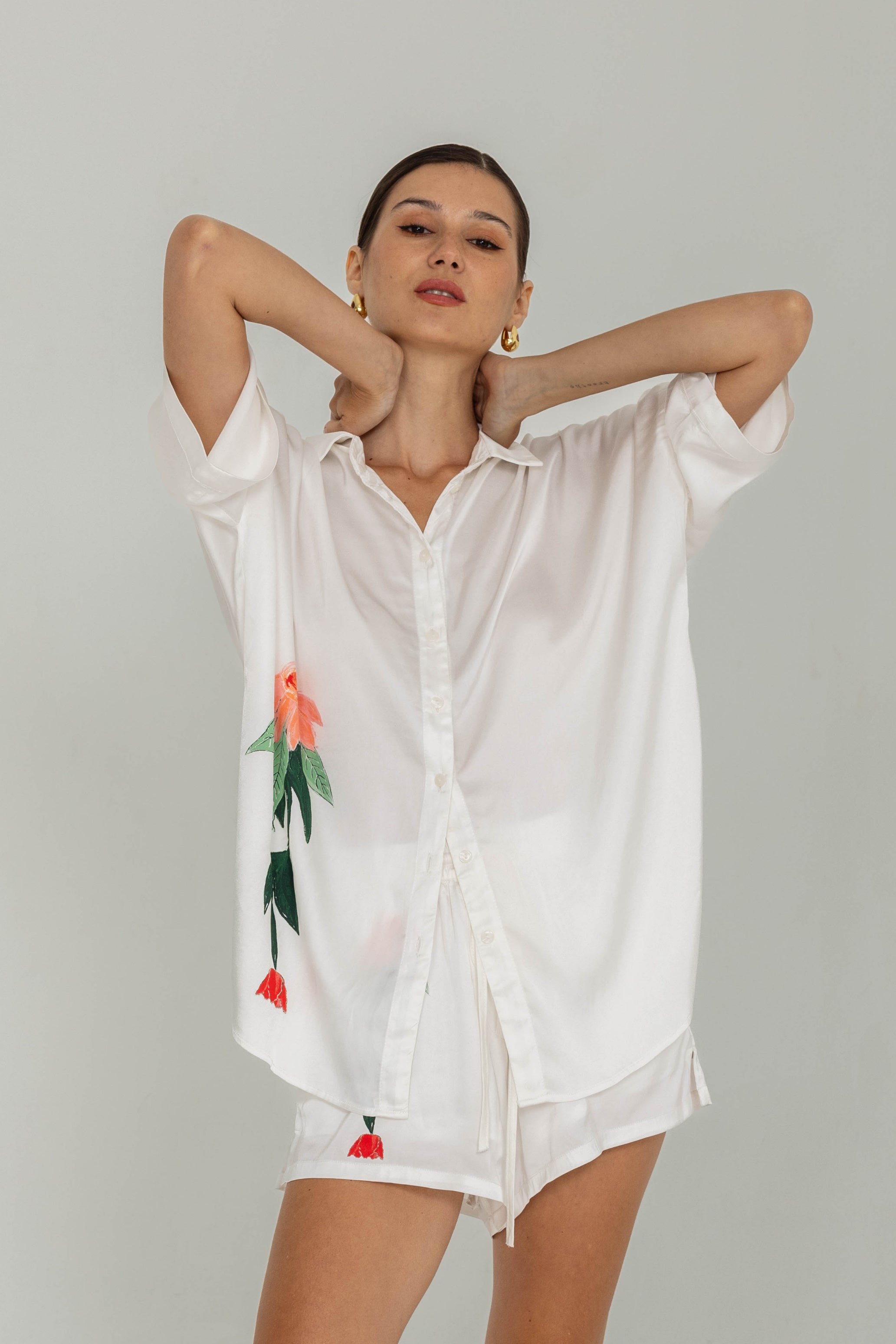 Santiago Shirt - White with Peppa Hart Floral Motif