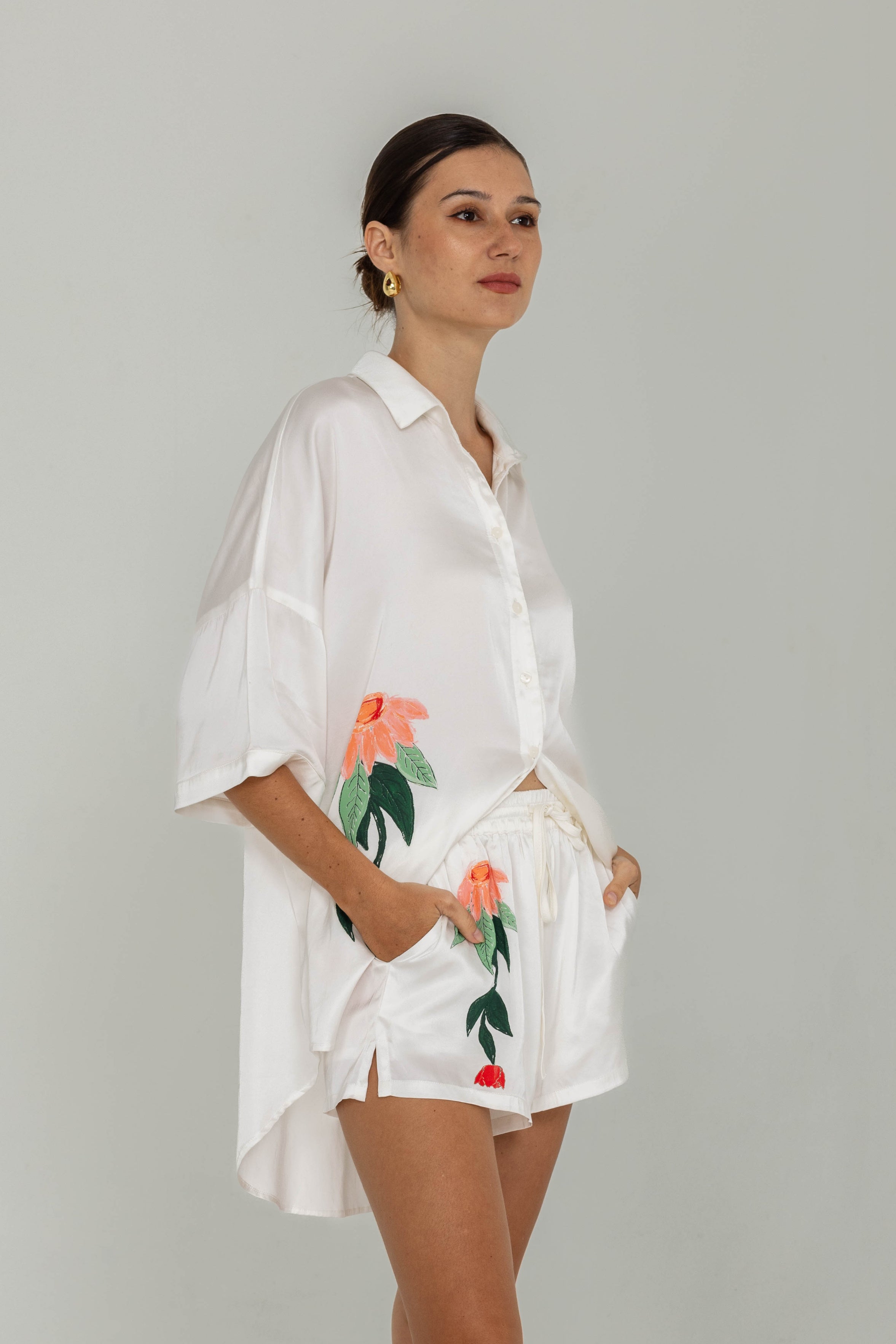 Luca Short - White with Peppa Hart Floral Motif