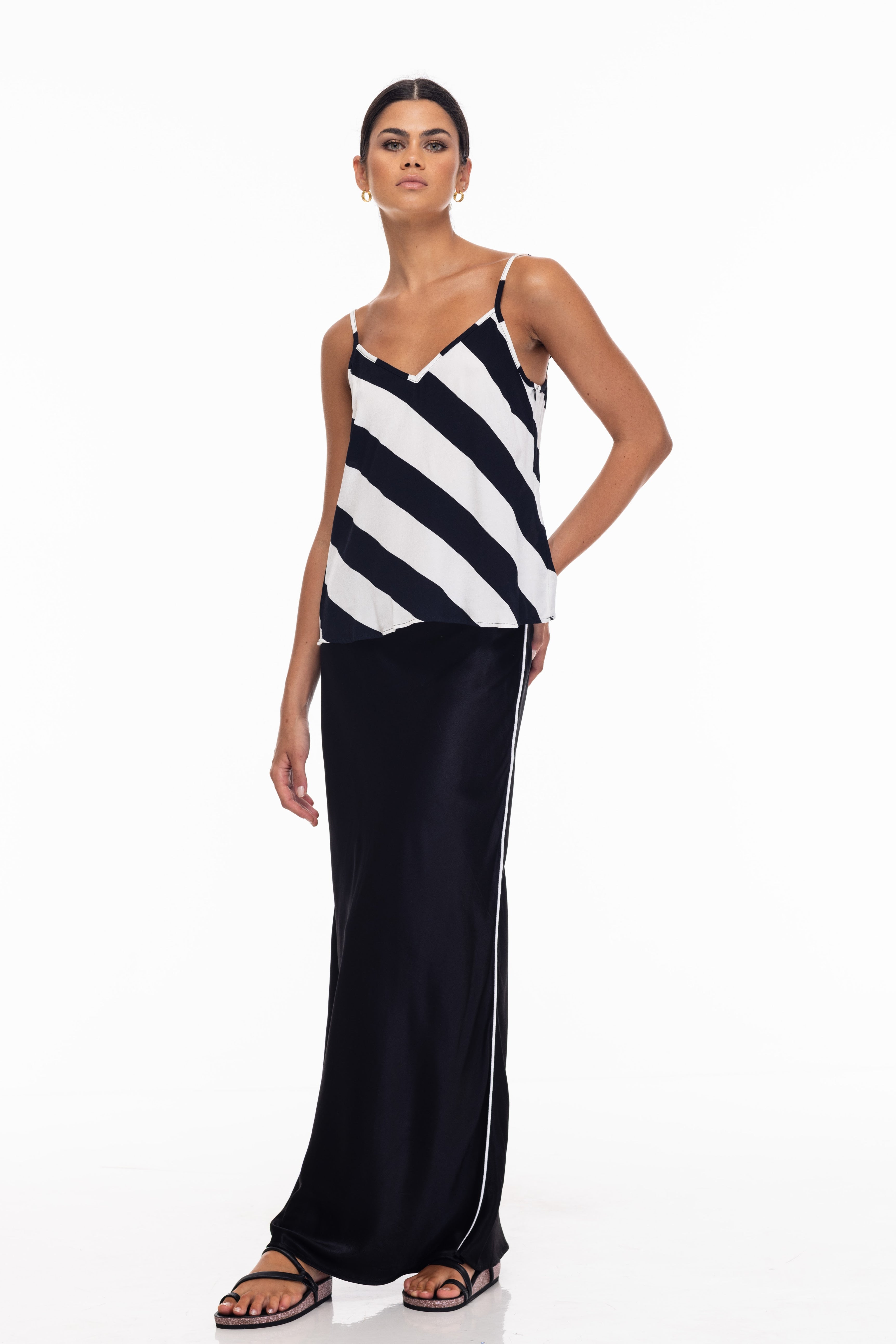 Saturday Skirt - Black with White Piping