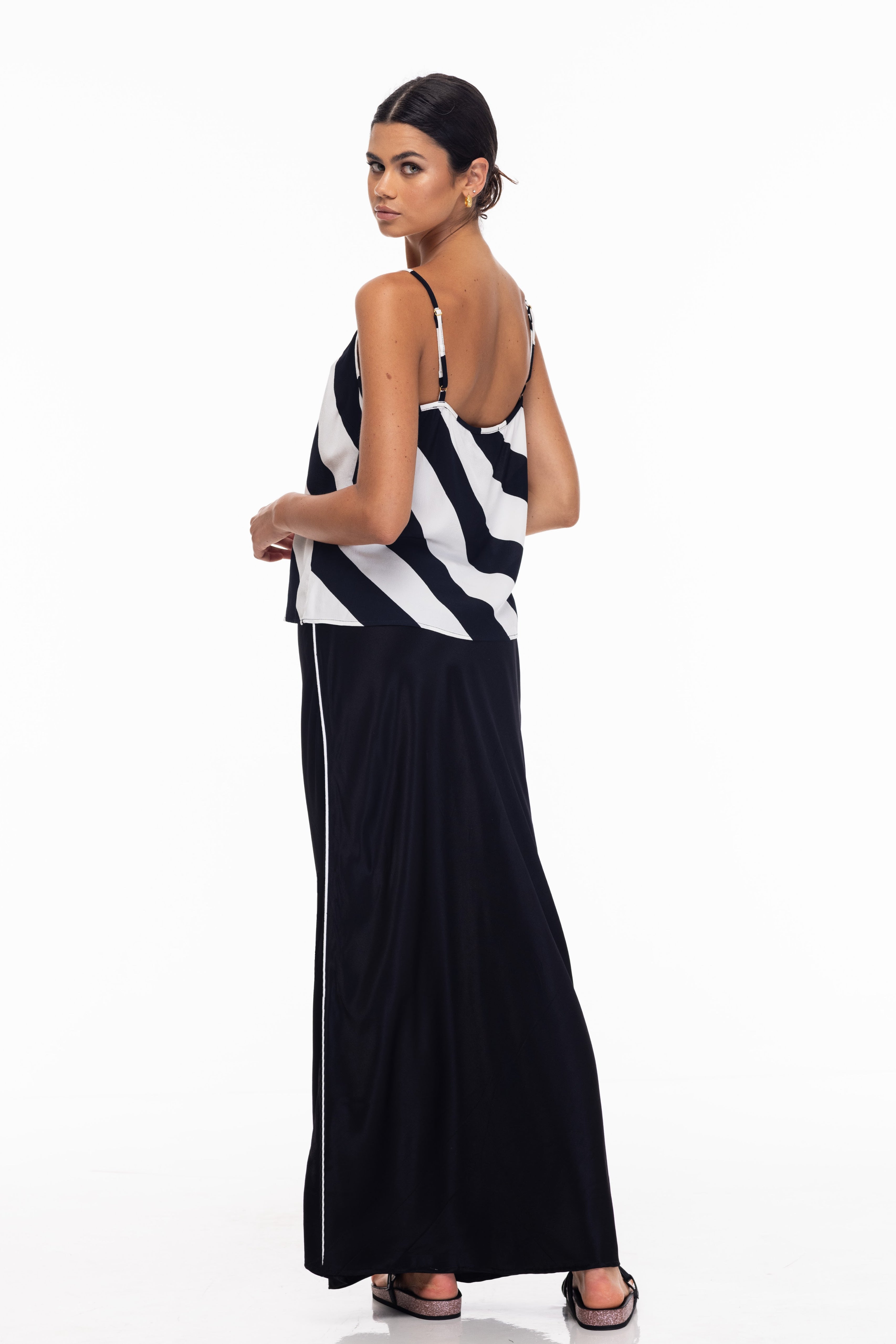 Saturday Skirt - Black with White Piping