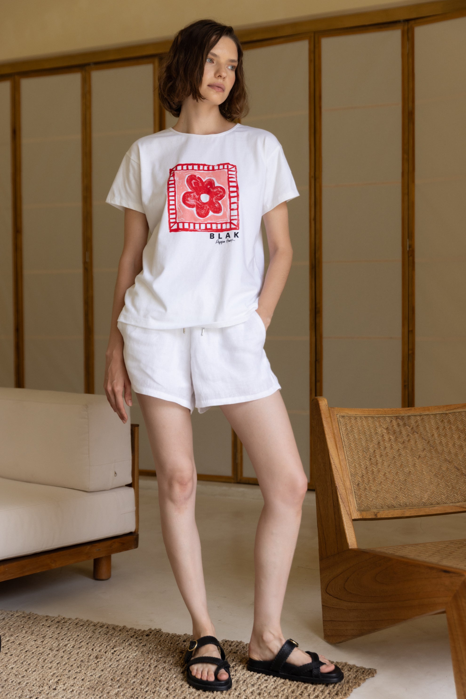 Say So Tee - White with Pink/Red Peppa Hart Flower