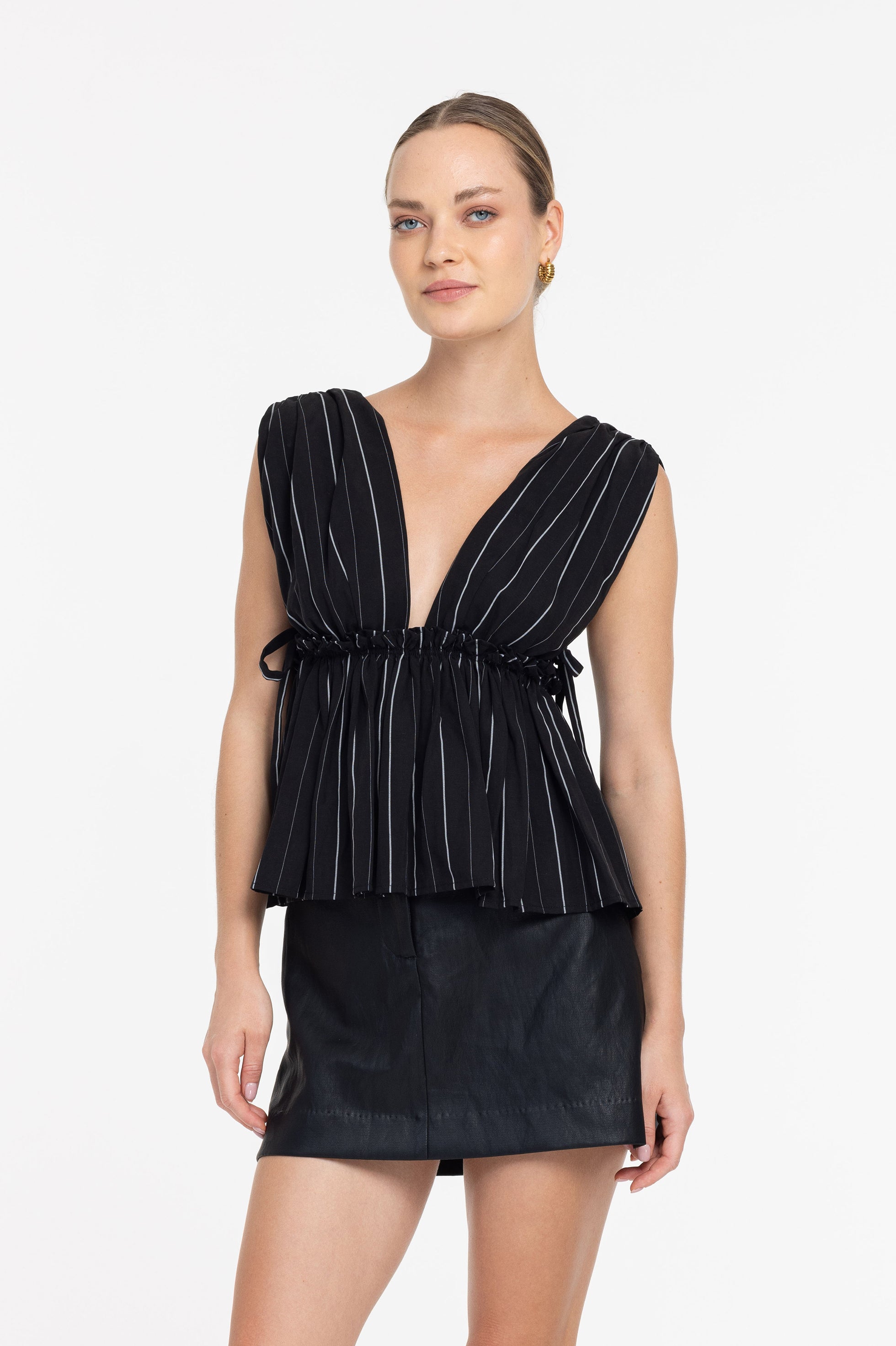 Silent Kiss Top - Black with White Stripe