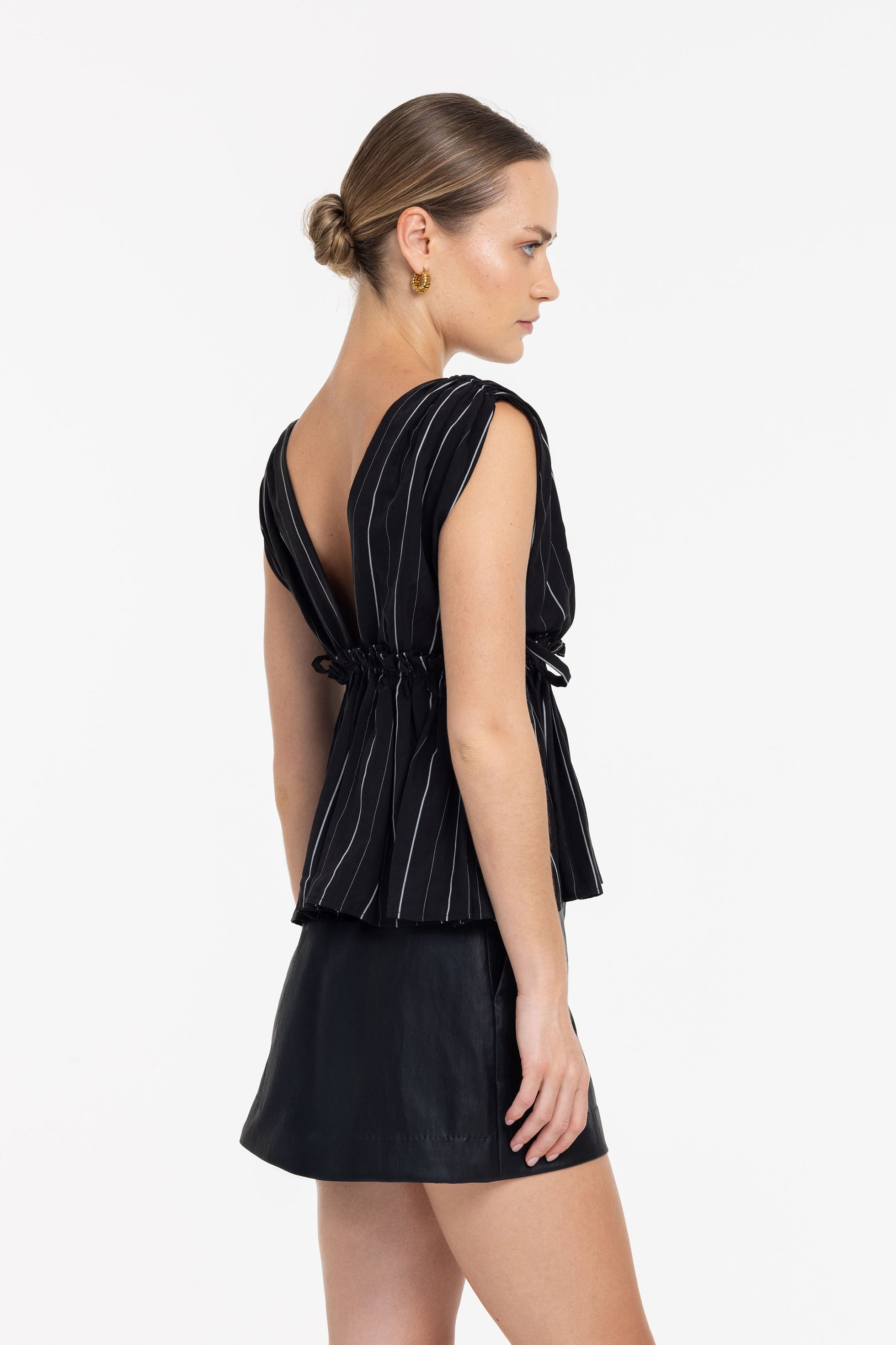 Silent Kiss Top - Black with White Stripe