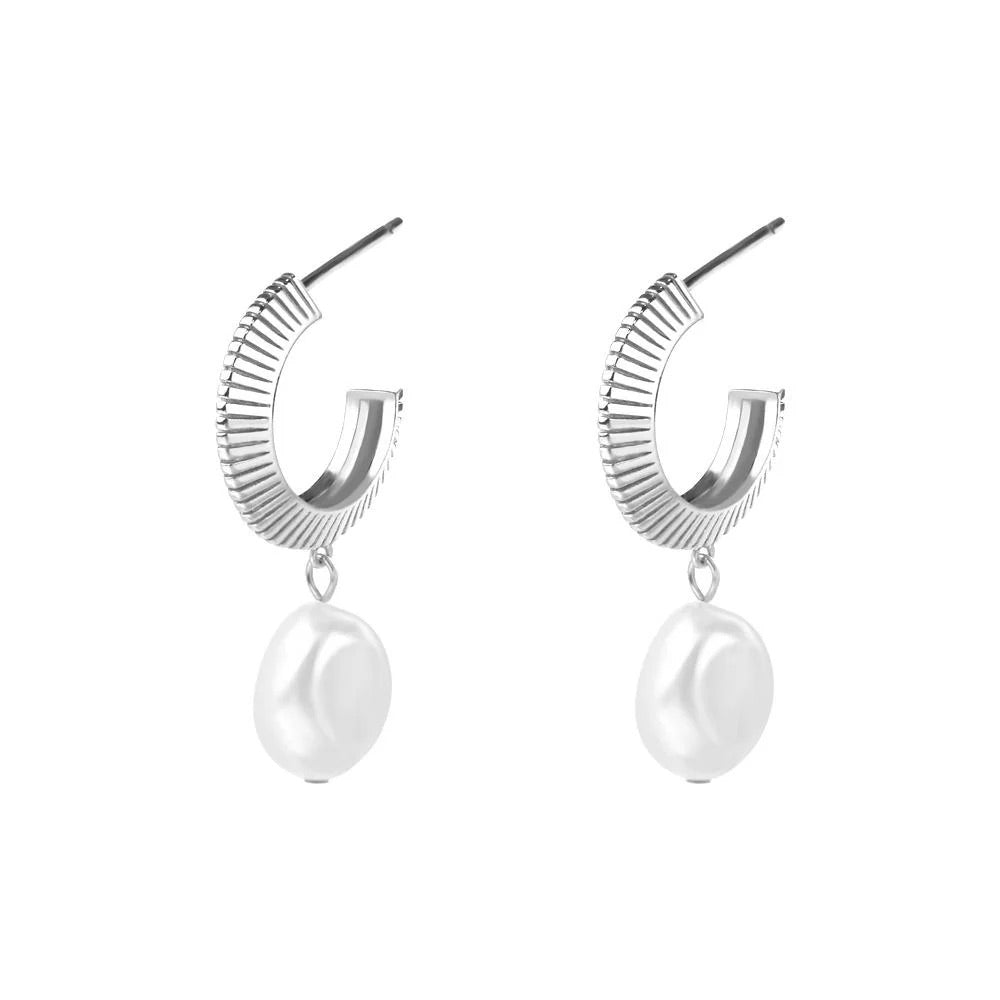 Silver Linings - Aada Pearl Hoops - Silver