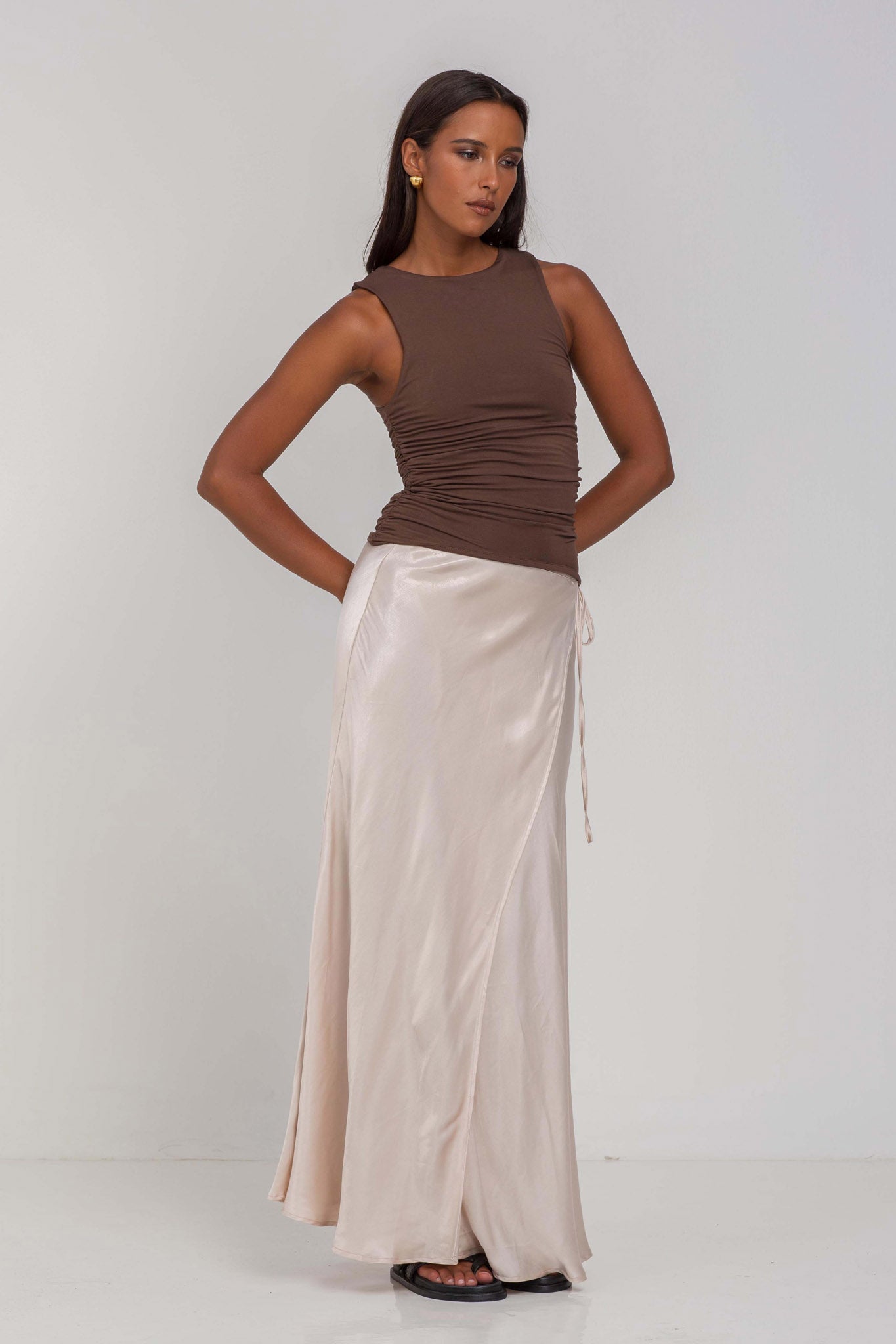 Find Me Wrap Skirt - Sand Grey