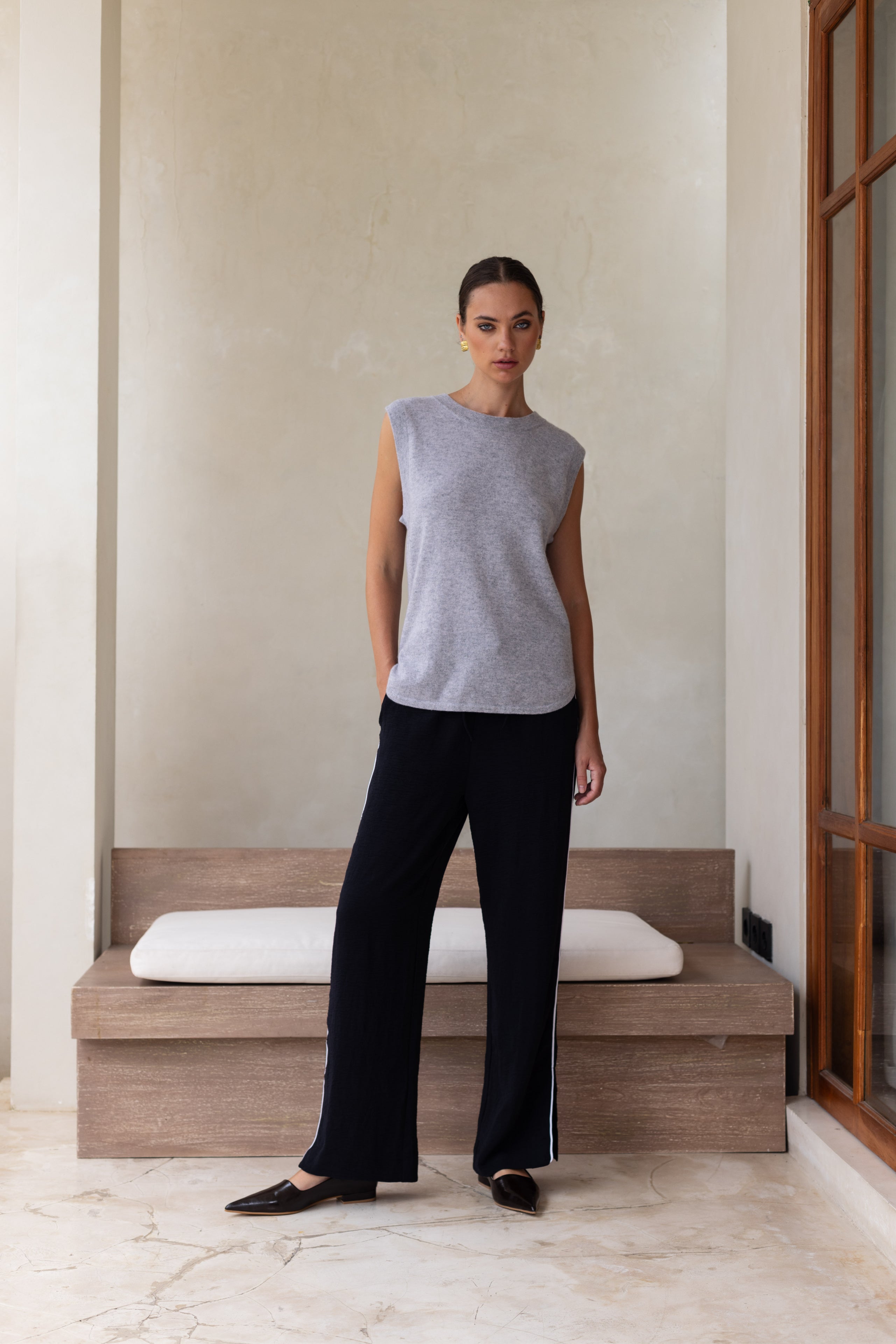 Subtle Romance Vest - Light Grey Marle
