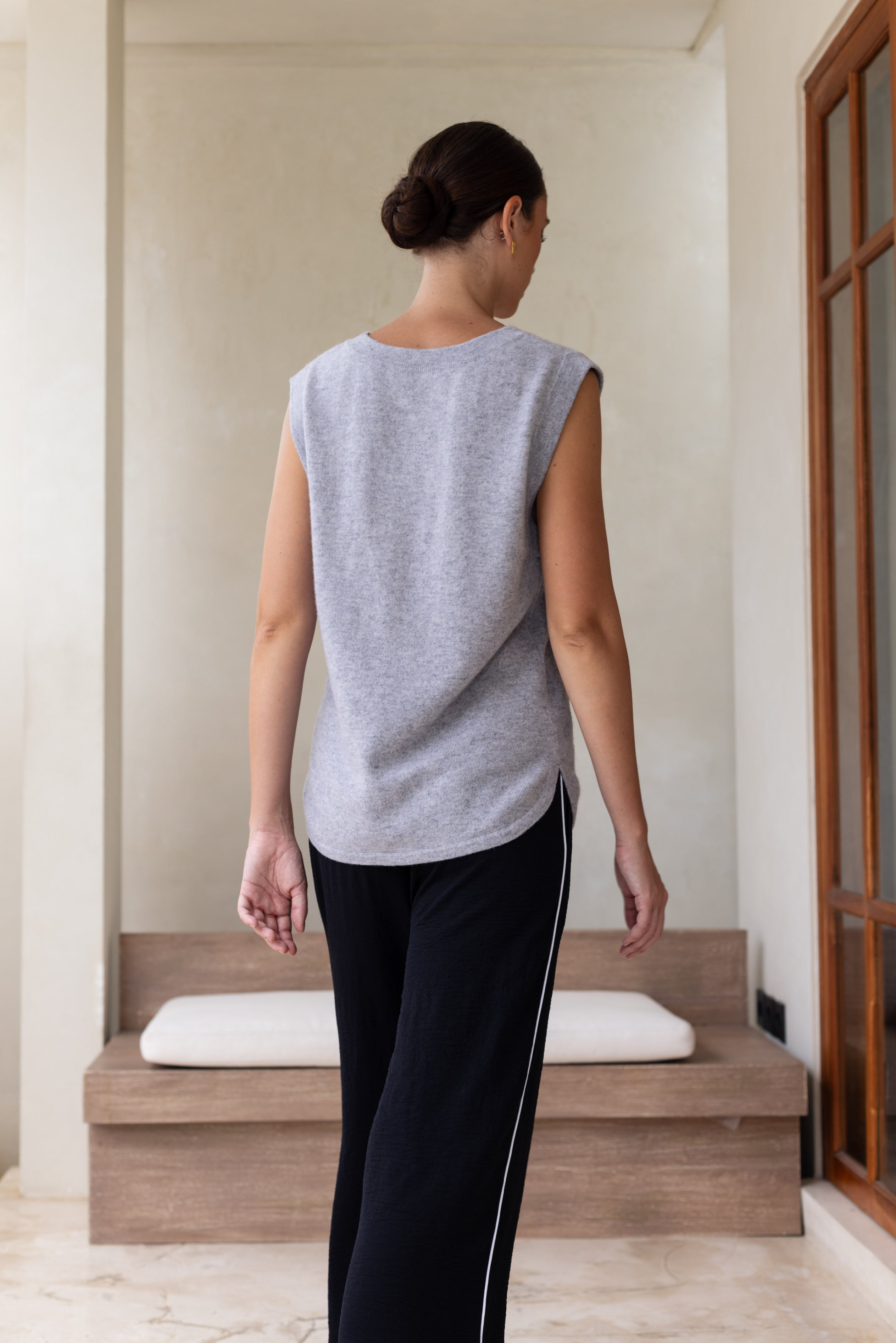 Subtle Romance Vest - Light Grey Marle
